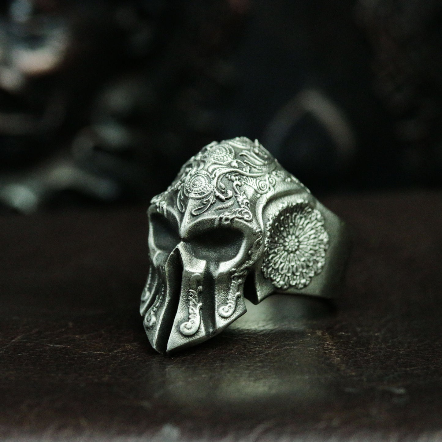 Baroque Spartan Skull Ring - 925 Silver Handmade