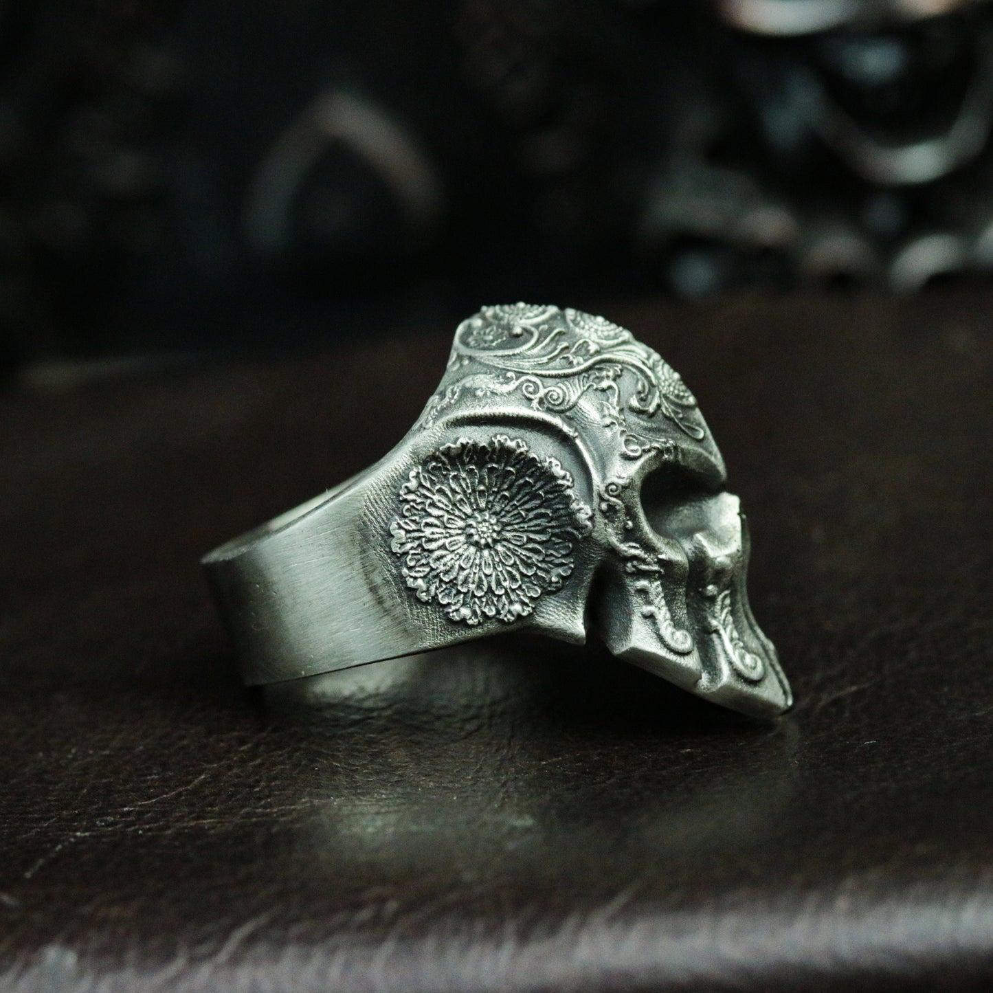 Baroque Spartan Skull Ring - 925 Silver Handmade