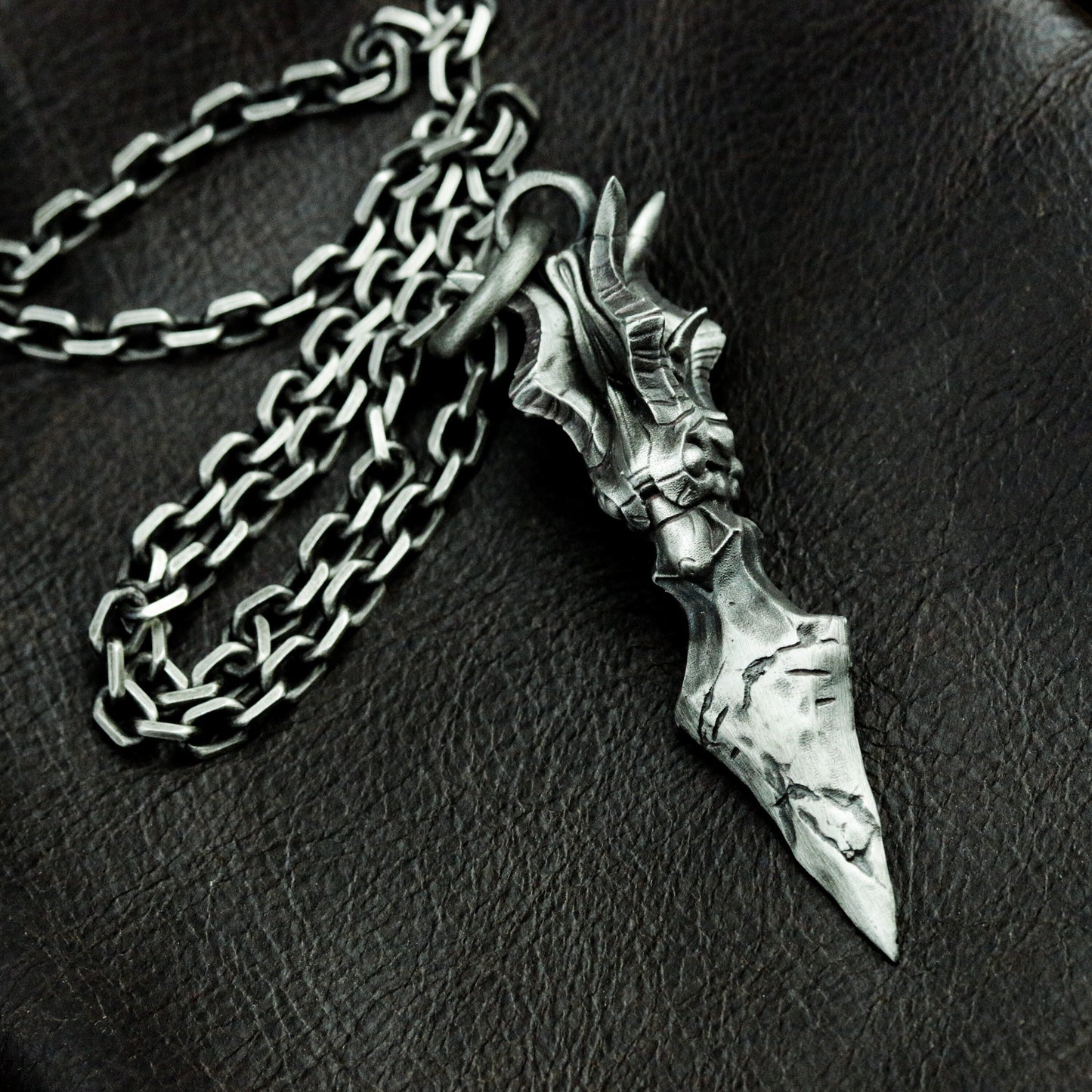 Dragon Hilt Sword Pendant - 925 Sterling Silver Handmade