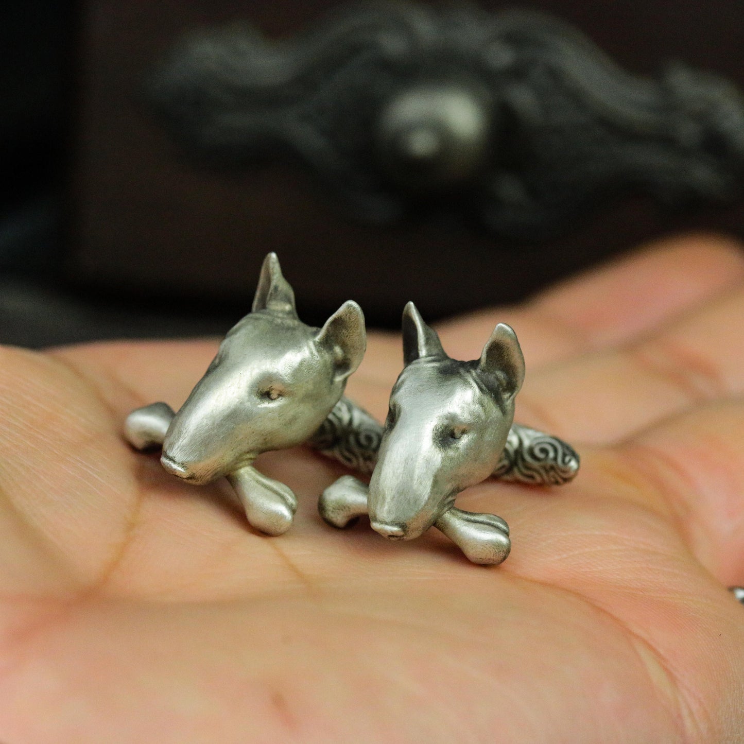 Bull Terrier Cufflink - 925 Silver Handmade Canine Detail
