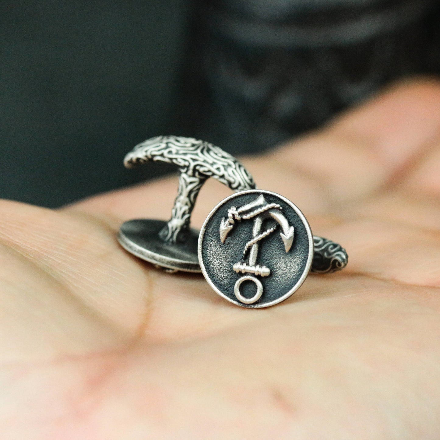 Anchor Cufflinks - 925 Silver Handmade Nautical Emblem