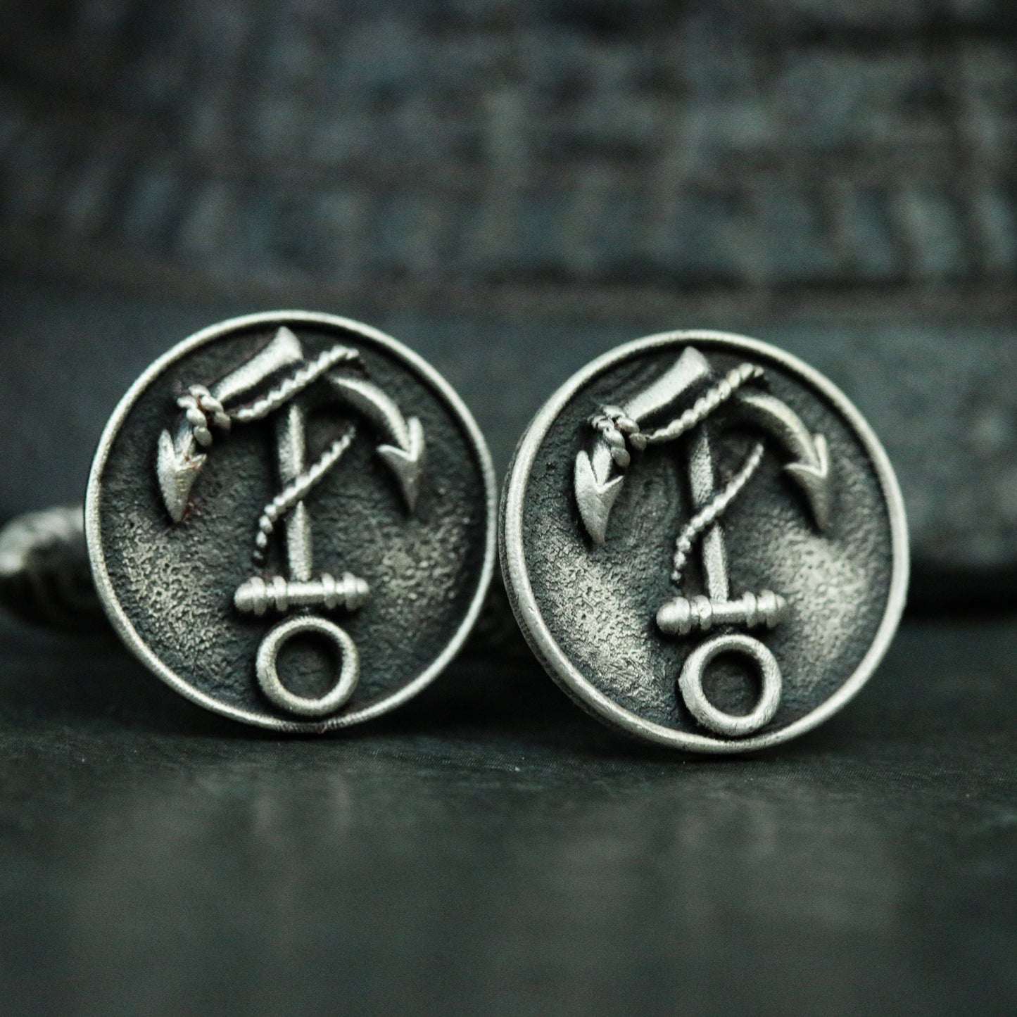 Anchor Cufflinks - 925 Silver Handmade Nautical Emblem