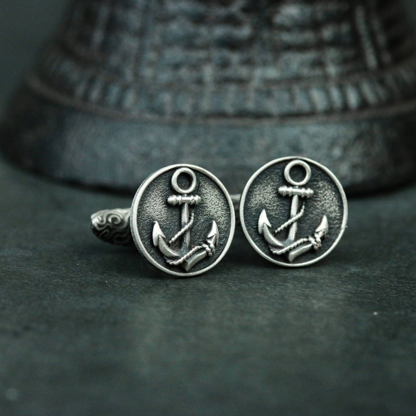 Anchor Cufflinks - 925 Silver Handmade Nautical Emblem