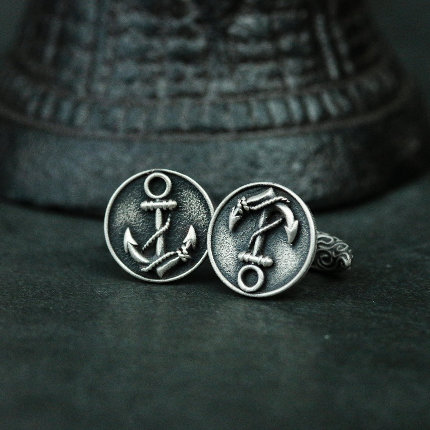 Anchor Cufflinks - 925 Silver Handmade Nautical Emblem
