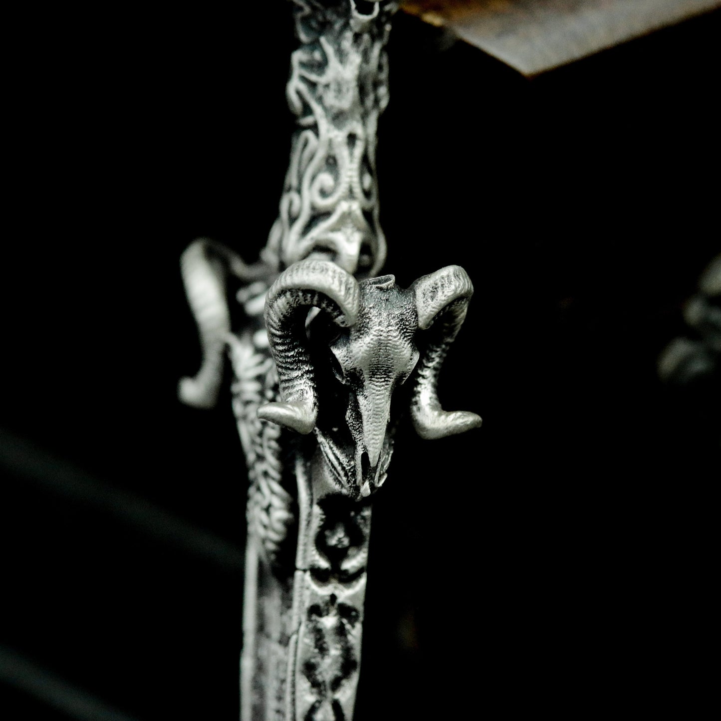 Gothic Sword Pendant with Skull Pommel ¨C 925 Sterling Silver Handmade