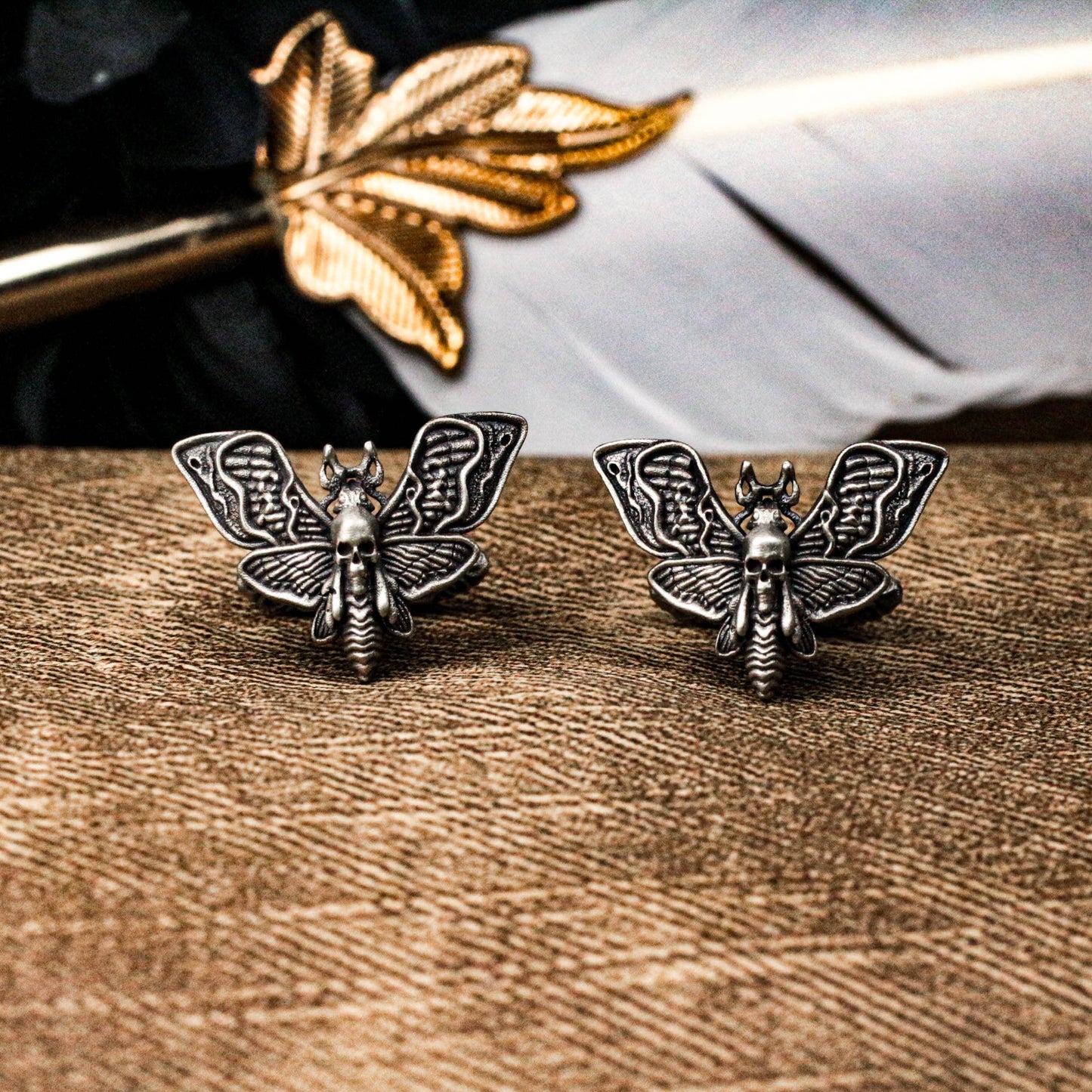 Gothic Butterfly Skull Cufflinks - Handmade 925 Silver
