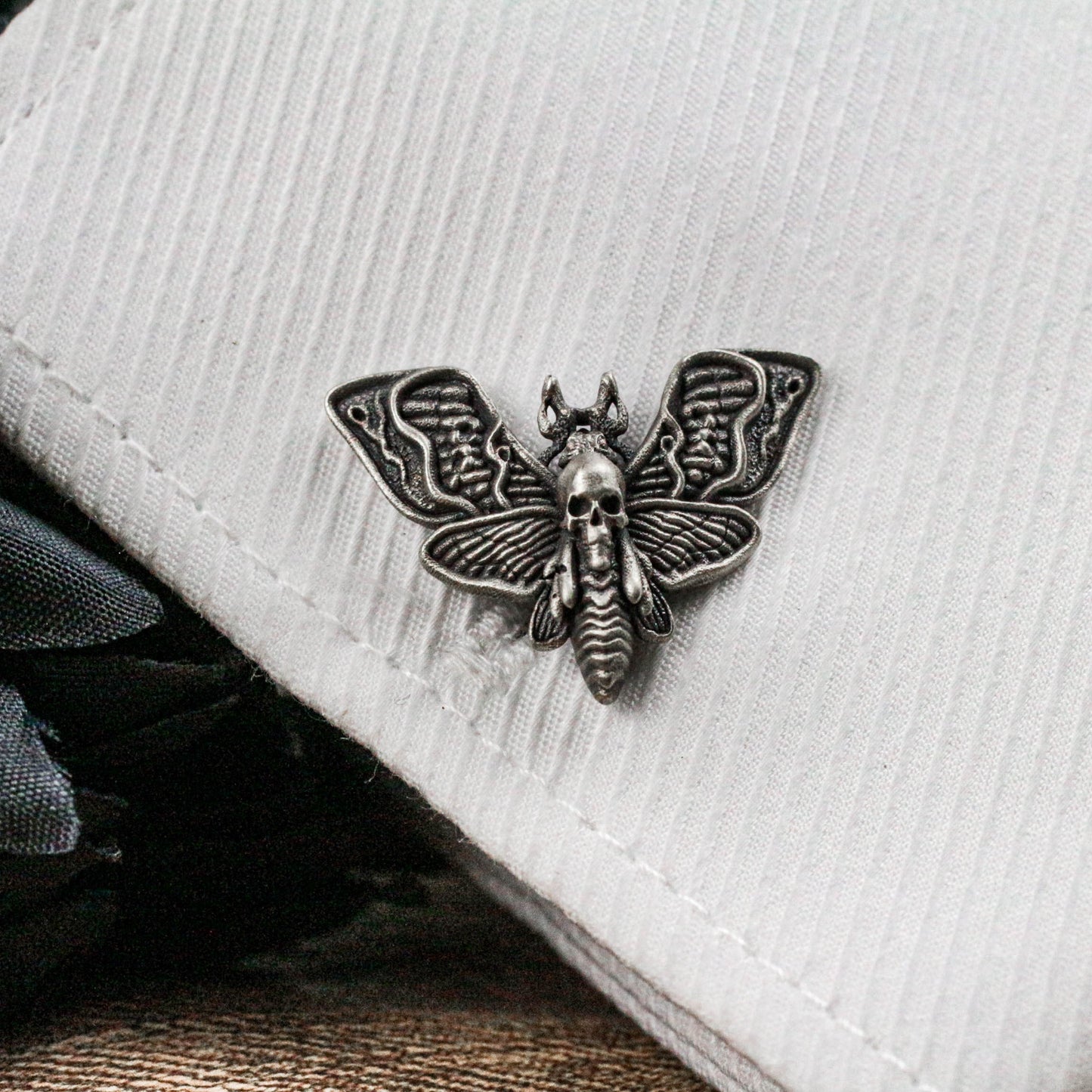 Gothic Butterfly Skull Cufflinks - Handmade 925 Silver