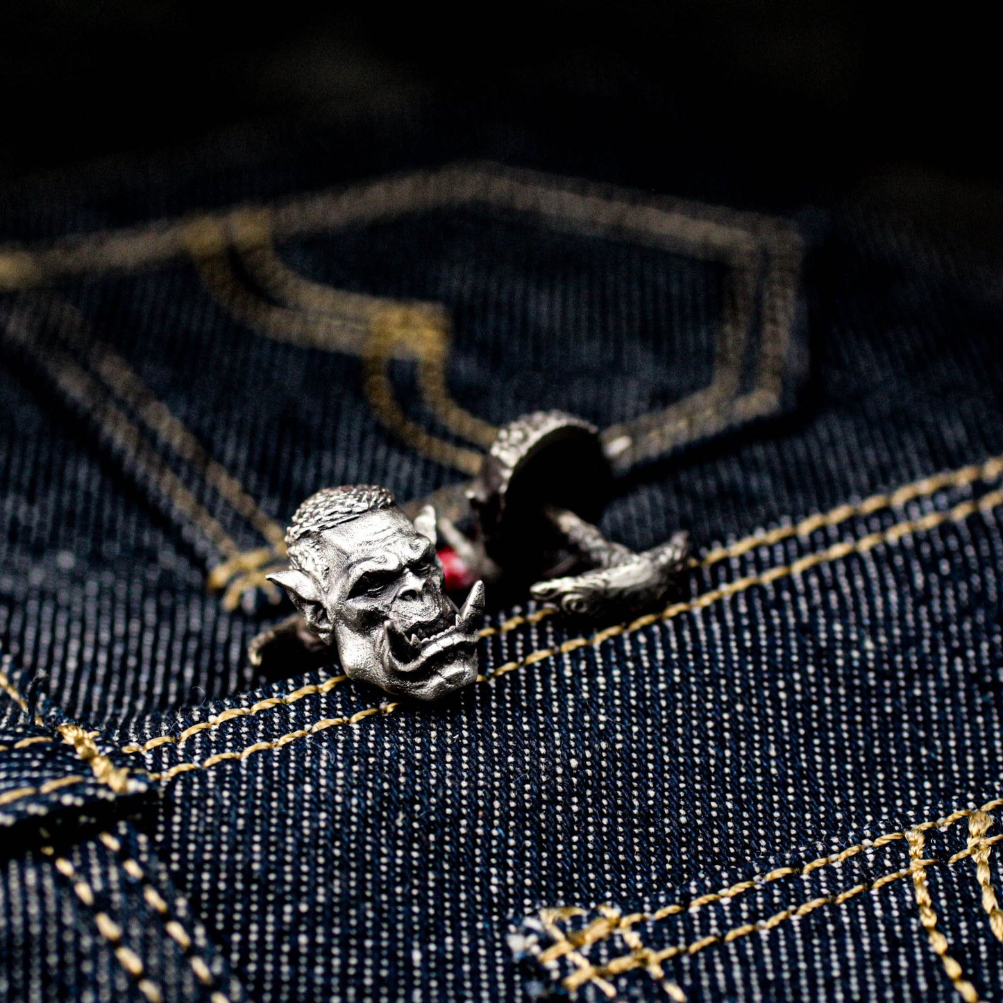 Orc Cufflinks, Berserker Hunter - 925 Sterling Silver Handmade