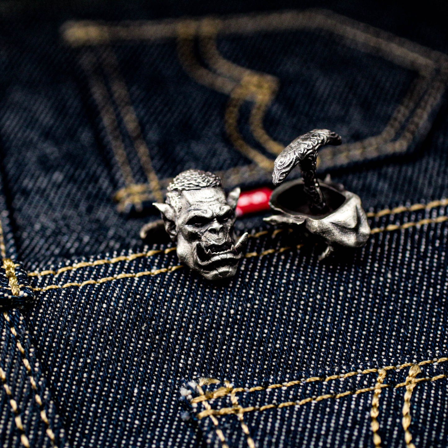 Orc Cufflinks, Berserker Hunter - 925 Sterling Silver Handmade