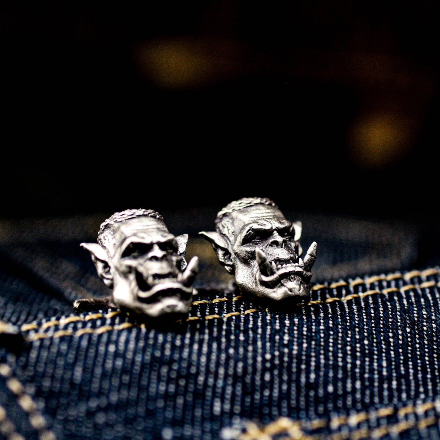 Orc Cufflinks, Berserker Hunter - 925 Sterling Silver Handmade