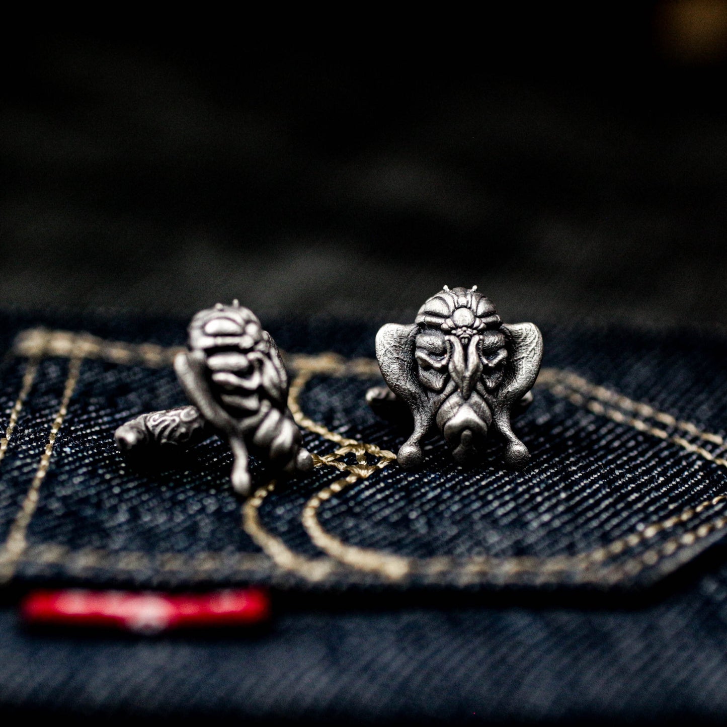 Moth Button Cufflinks - 925 Sterling Silver Handmade