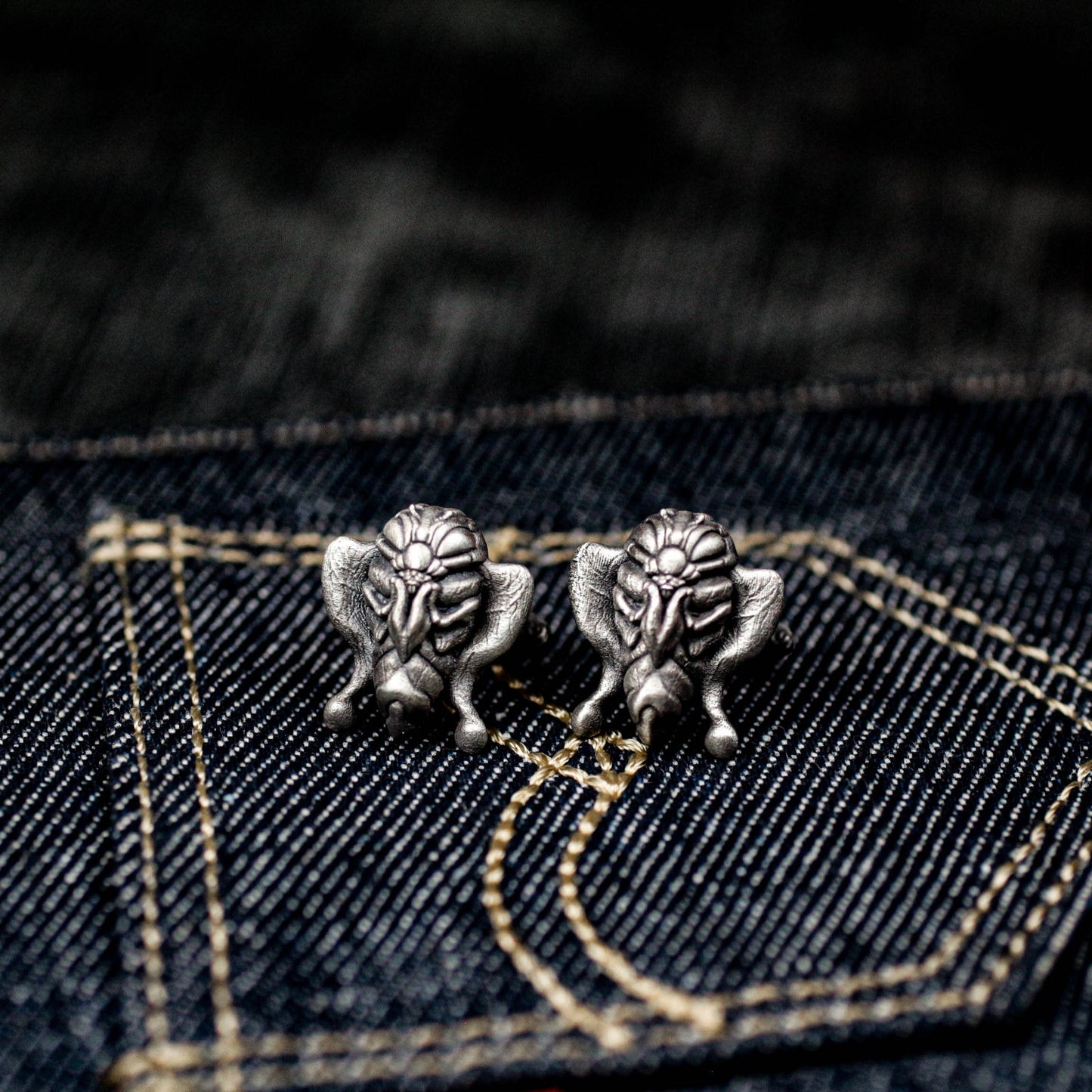 Moth Button Cufflinks - 925 Sterling Silver Handmade