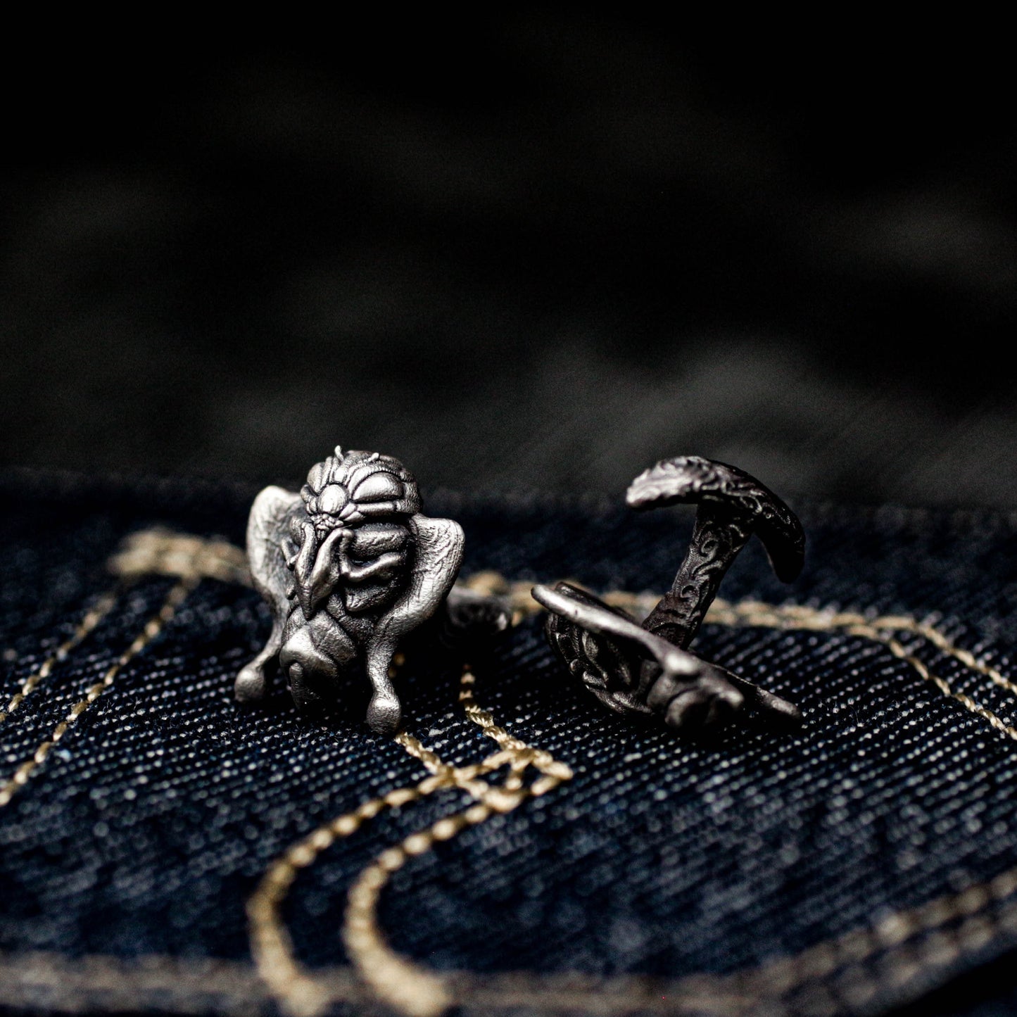Moth Button Cufflinks - 925 Sterling Silver Handmade