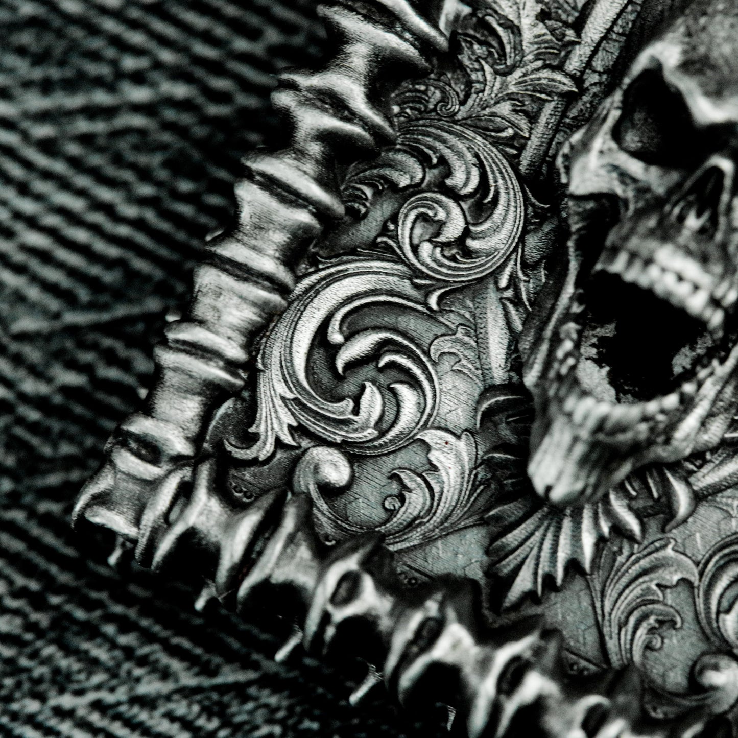 Baroque Skull Pendant ¨C Handmade 925 Silver Framed Gothic Necklace
