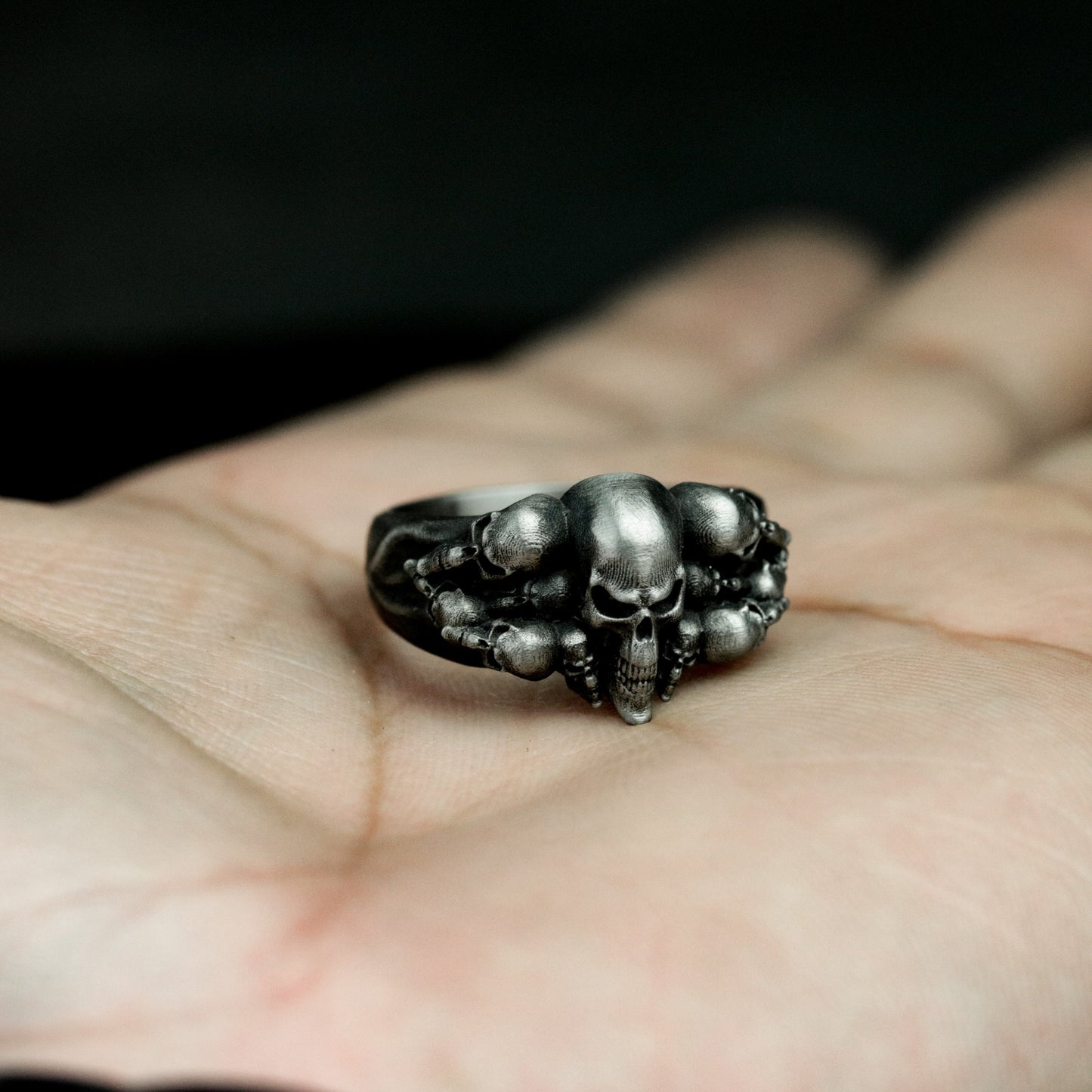 Biker Punk Skull Ring - 925 Silver Handmade