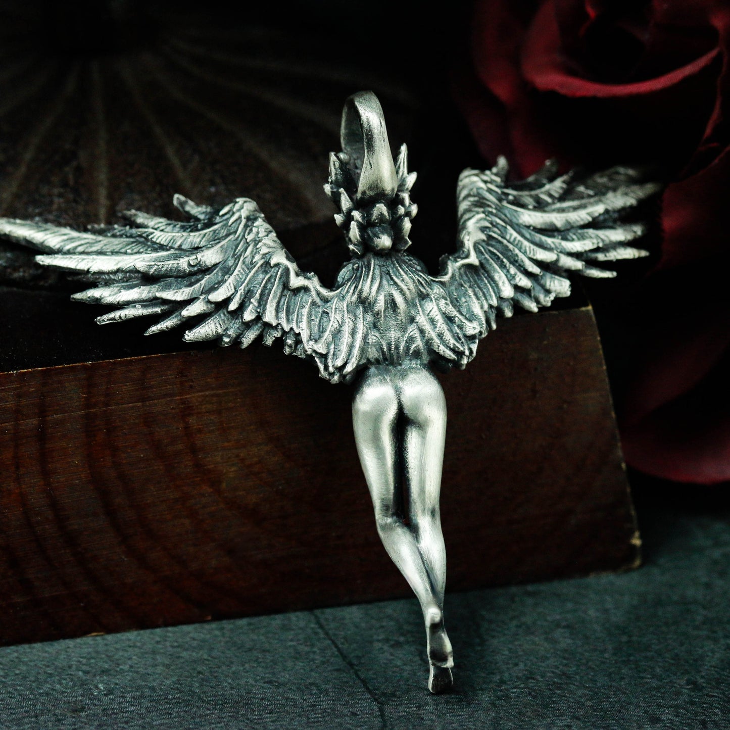 Winged Female Angel Pendant ¨C 925 Sterling Silver Handmade