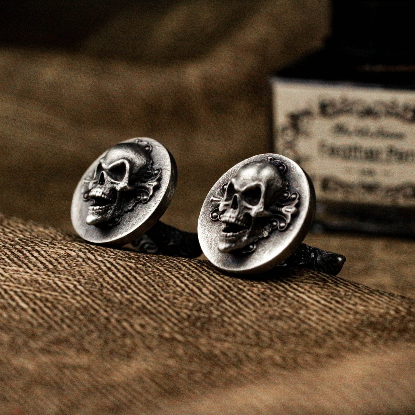 Skull Badge Cufflinks - 925 Silver Handmade