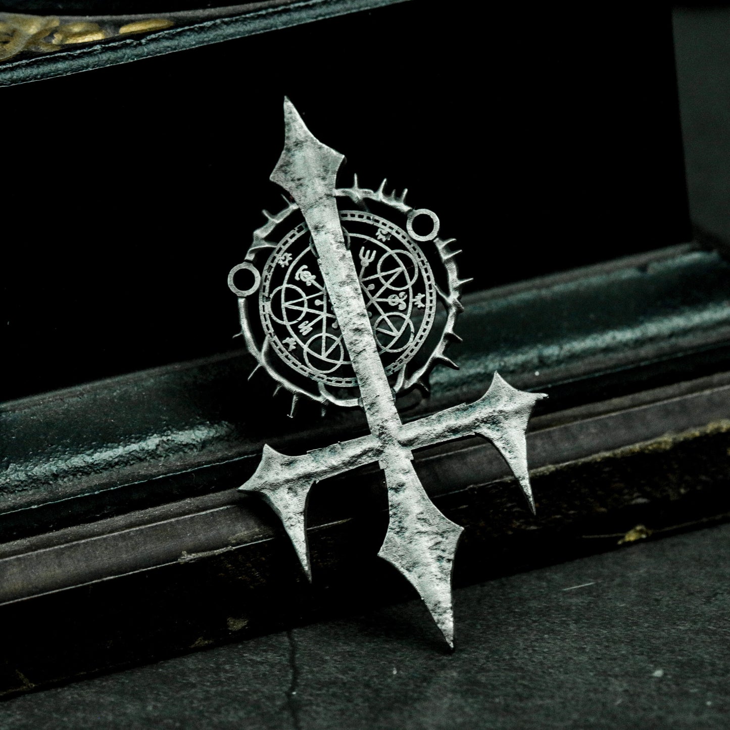 Arcane Cross Pendant ¨C Handmade 925 Silver Ritual Sigil Necklace