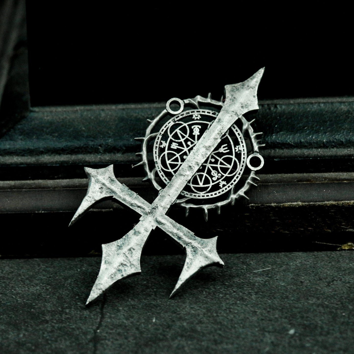 Arcane Cross Pendant ¨C Handmade 925 Silver Ritual Sigil Necklace