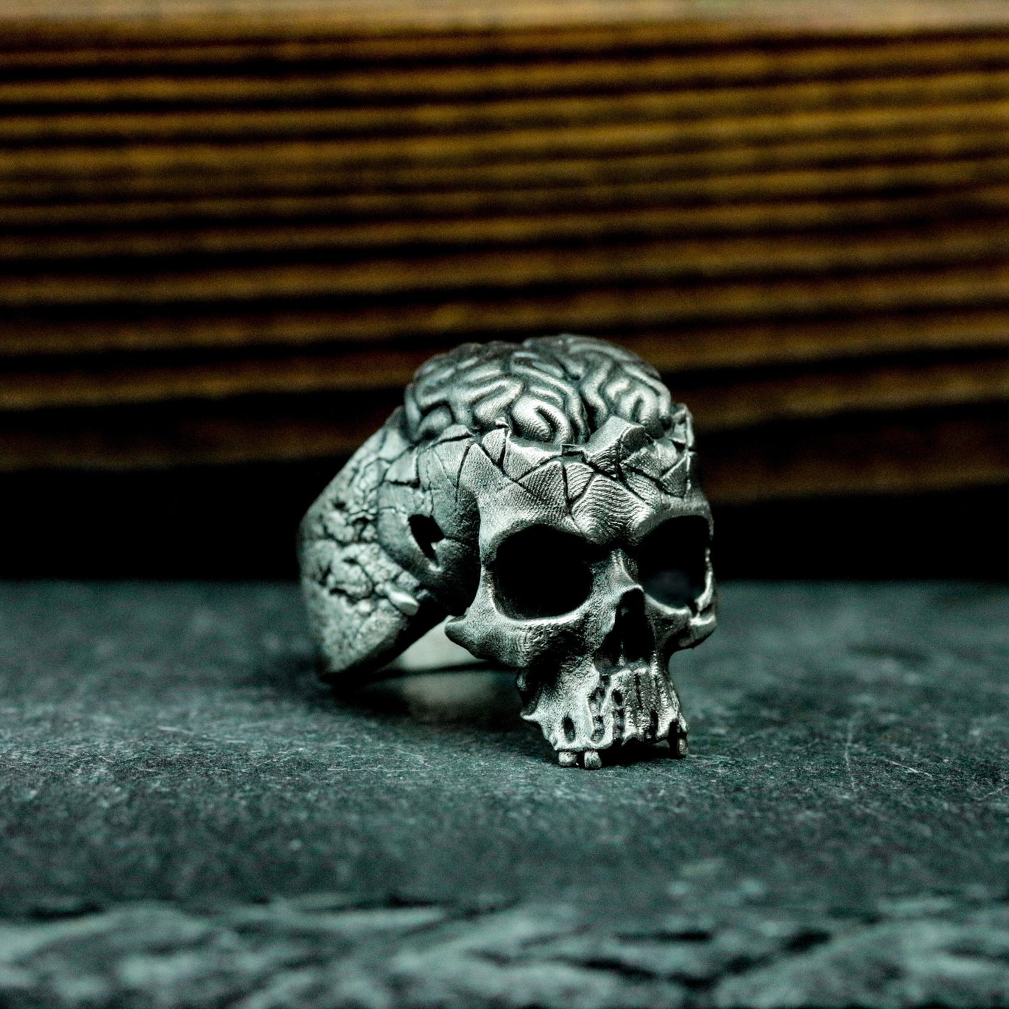 Cerebral Skull Ring - 925 Silver Handmade Anatomical Design