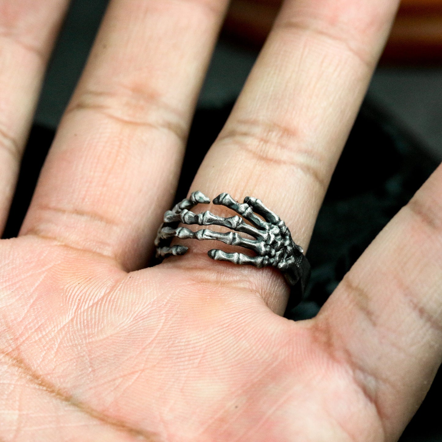 Bone Hand Ring ¨C Handmade 925 Silver Skeletal Grip Band