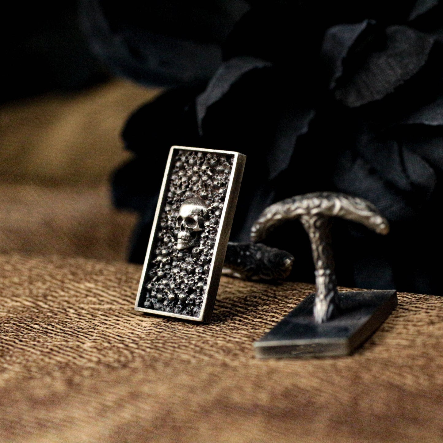 Small Skulls Bone Cufflinks - 925 Silver Handmade