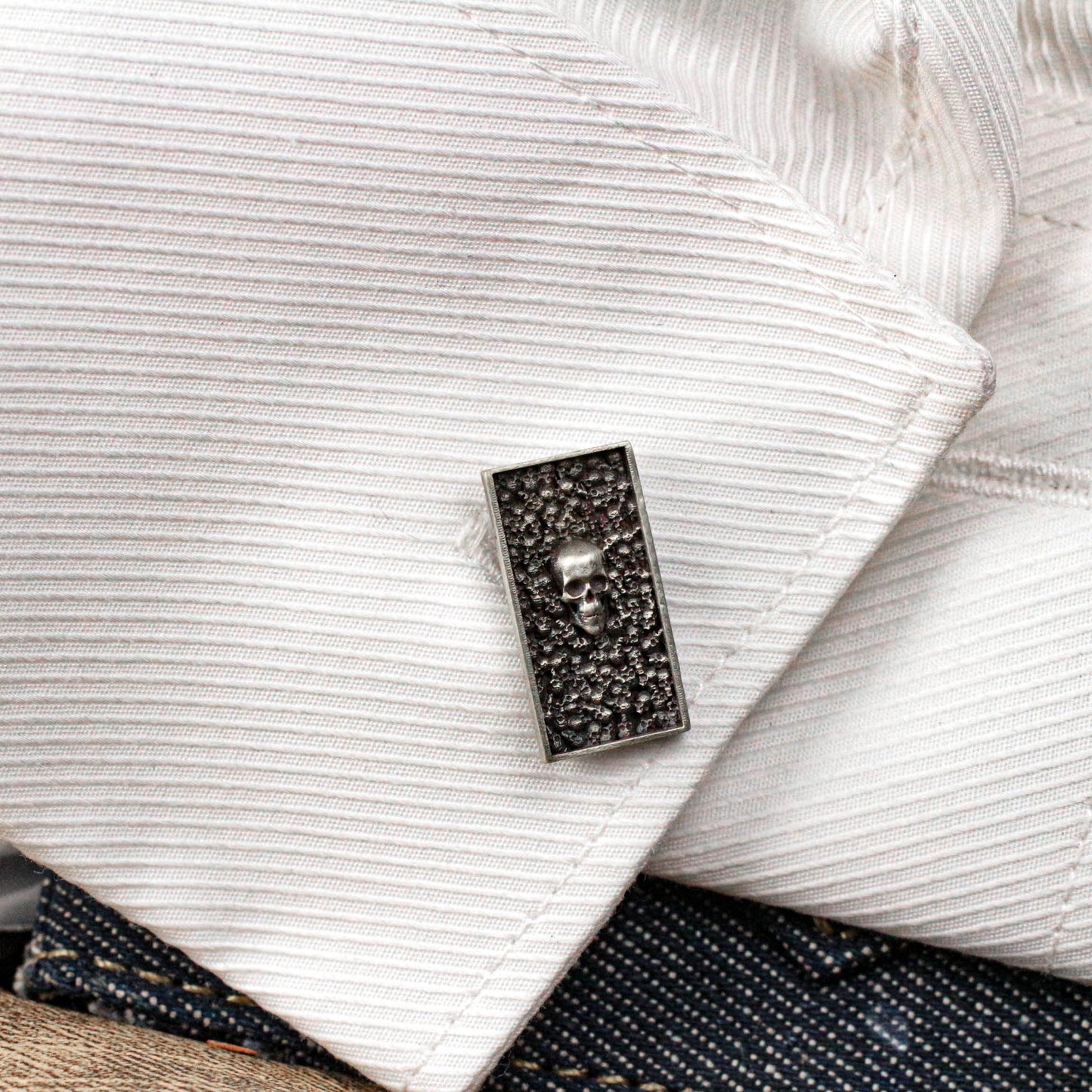 Small Skulls Bone Cufflinks - 925 Silver Handmade