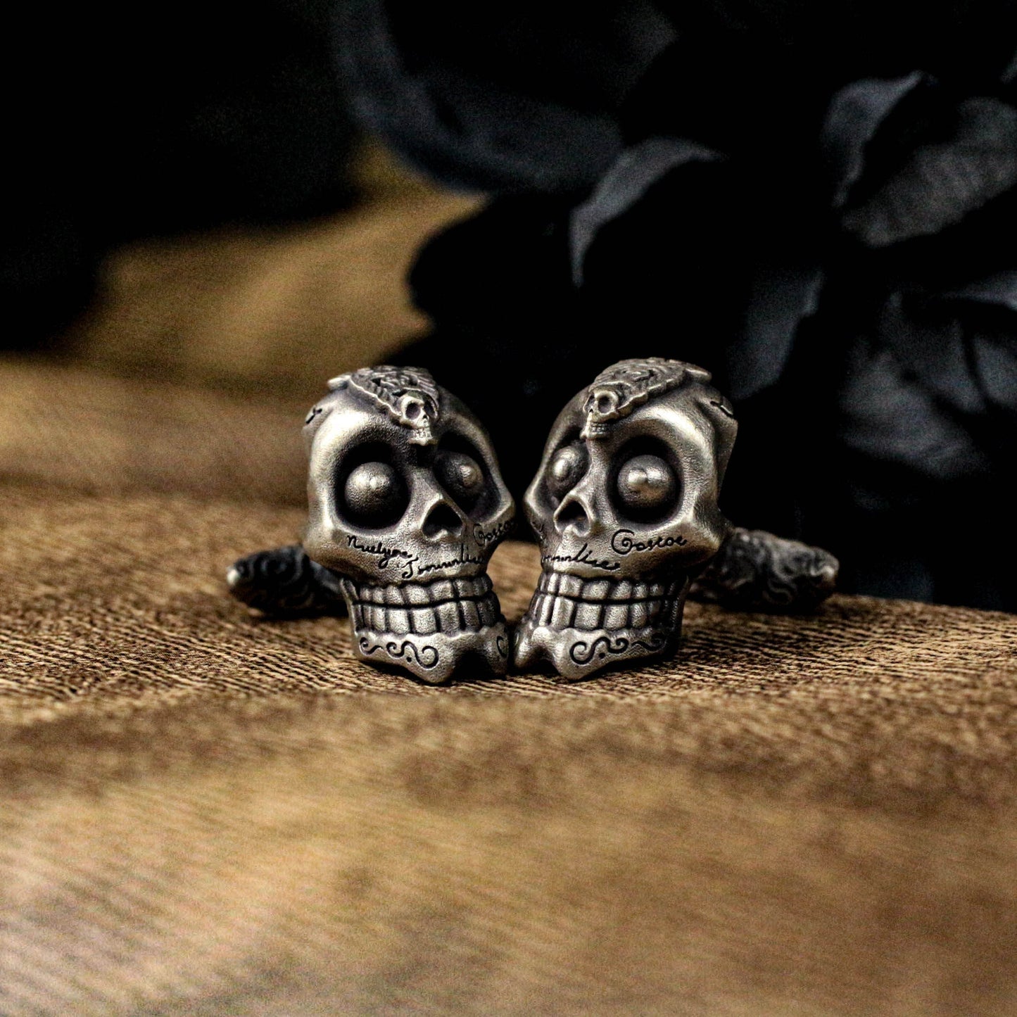Skull Cufflinks - Handmade 925 Silver Mexican Day of the Dead