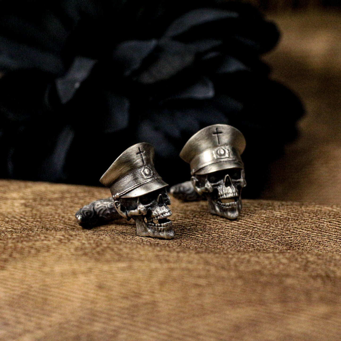 Skull Pirate Ship Cufflinks, 925 Silver Handmade
