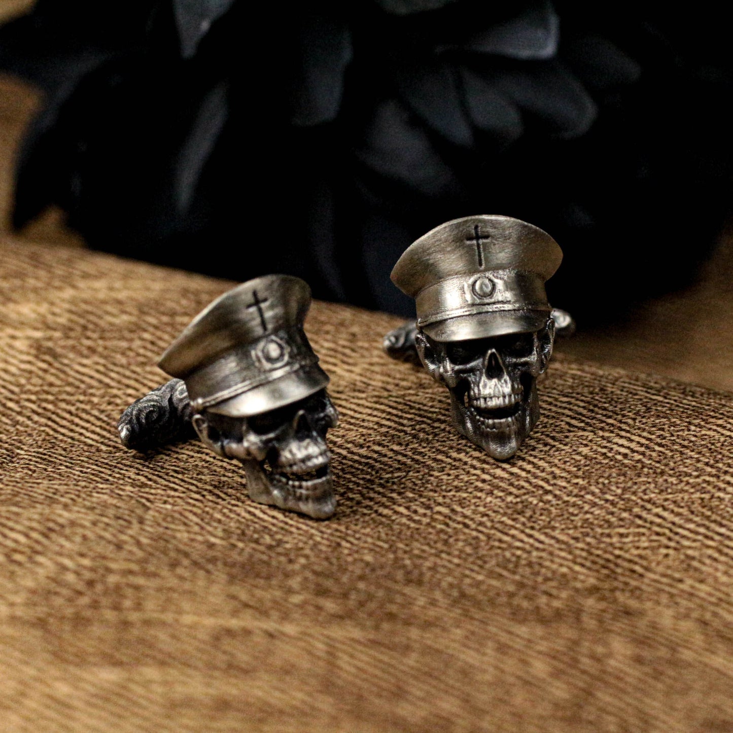 Skull Pirate Ship Cufflinks, 925 Silver Handmade