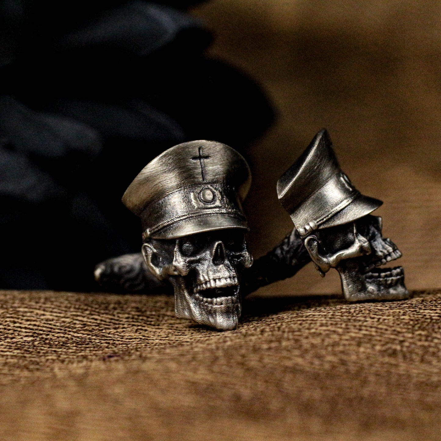 Skull Pirate Ship Cufflinks, 925 Silver Handmade