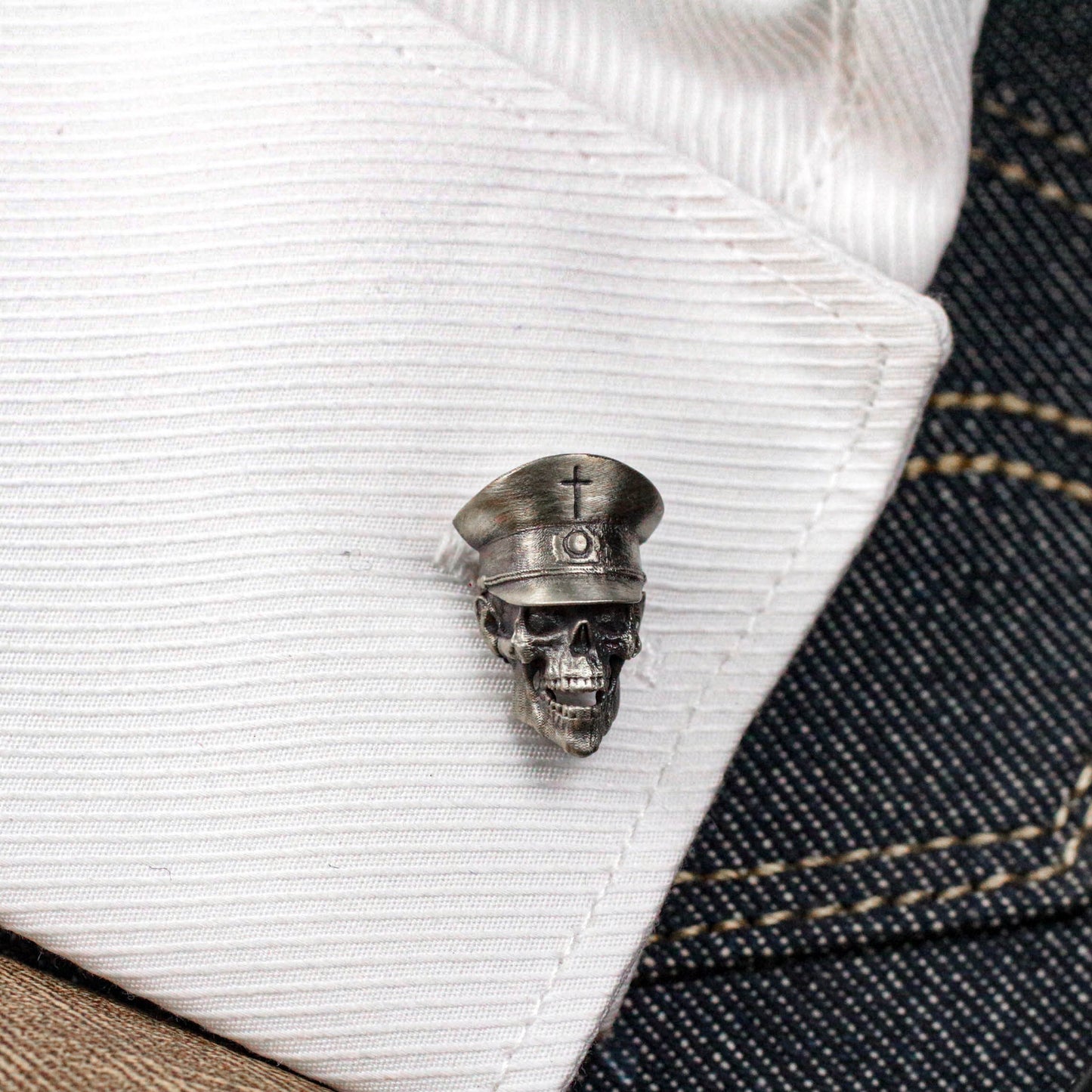 Skull Pirate Ship Cufflinks, 925 Silver Handmade