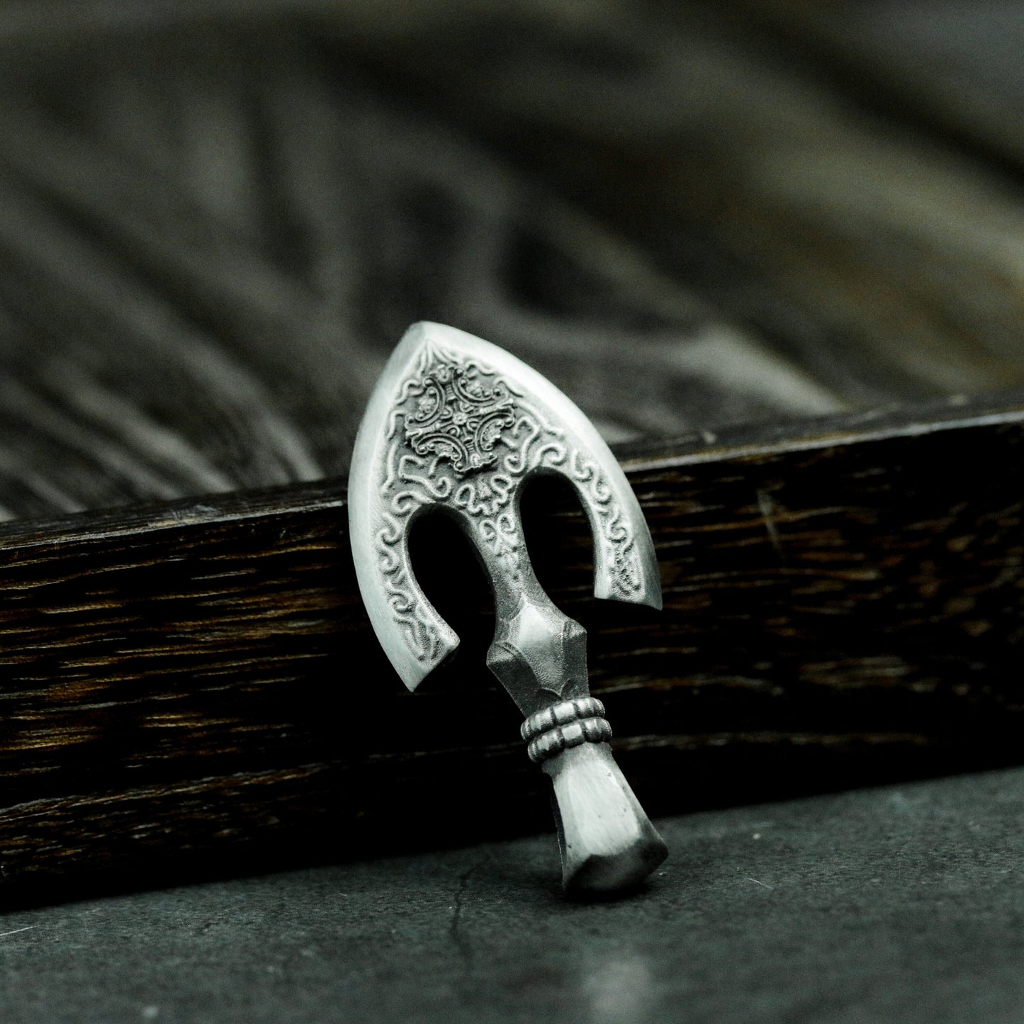 Gothic Anchor Pendant with Ornate Carving - 925 Sterling Silver Handmade