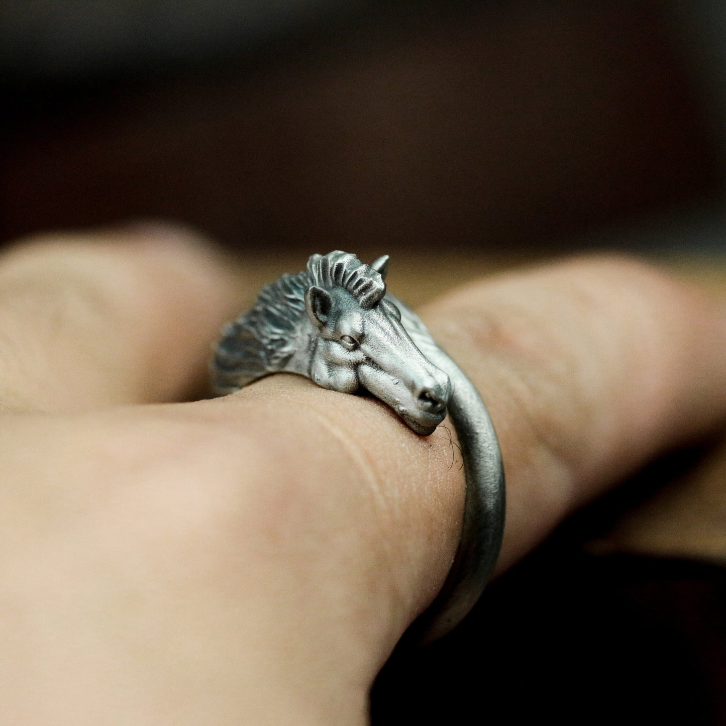 Running Horse Adjustable Ring - 925 Silver Handmade