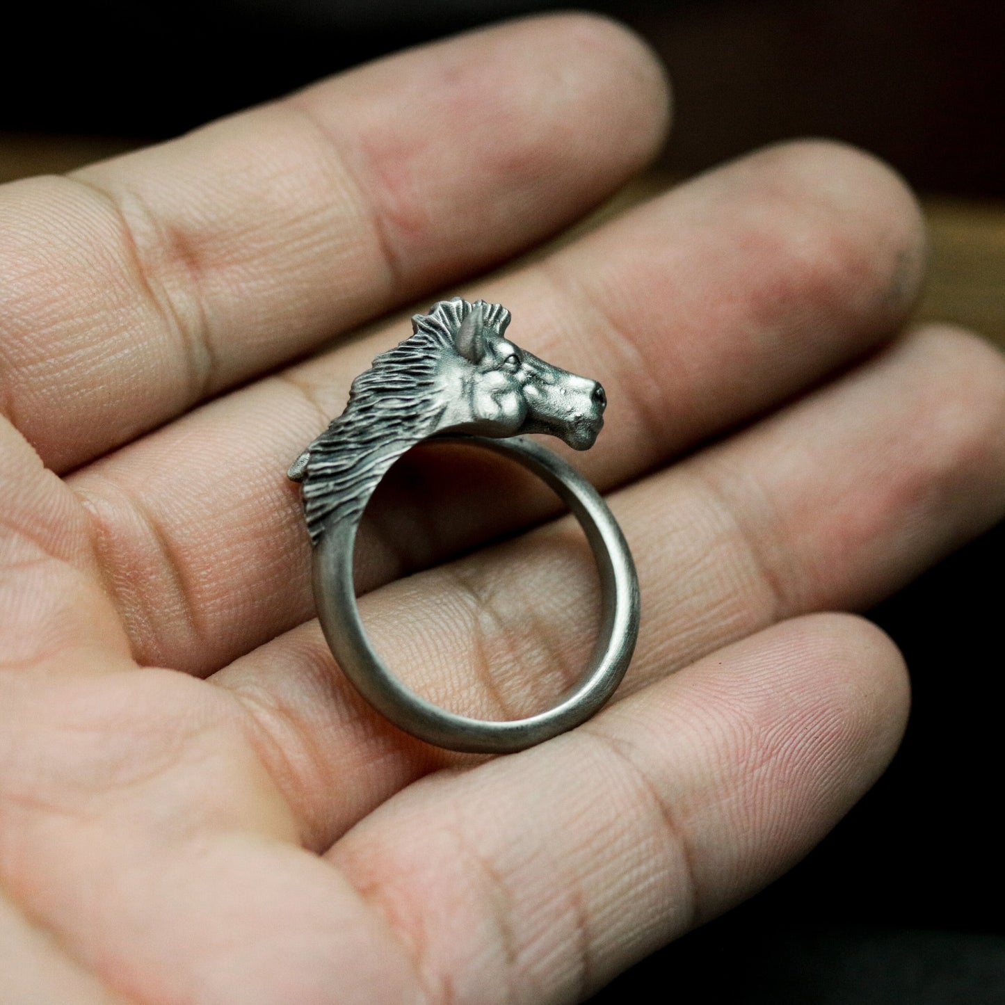 Running Horse Adjustable Ring - 925 Silver Handmade