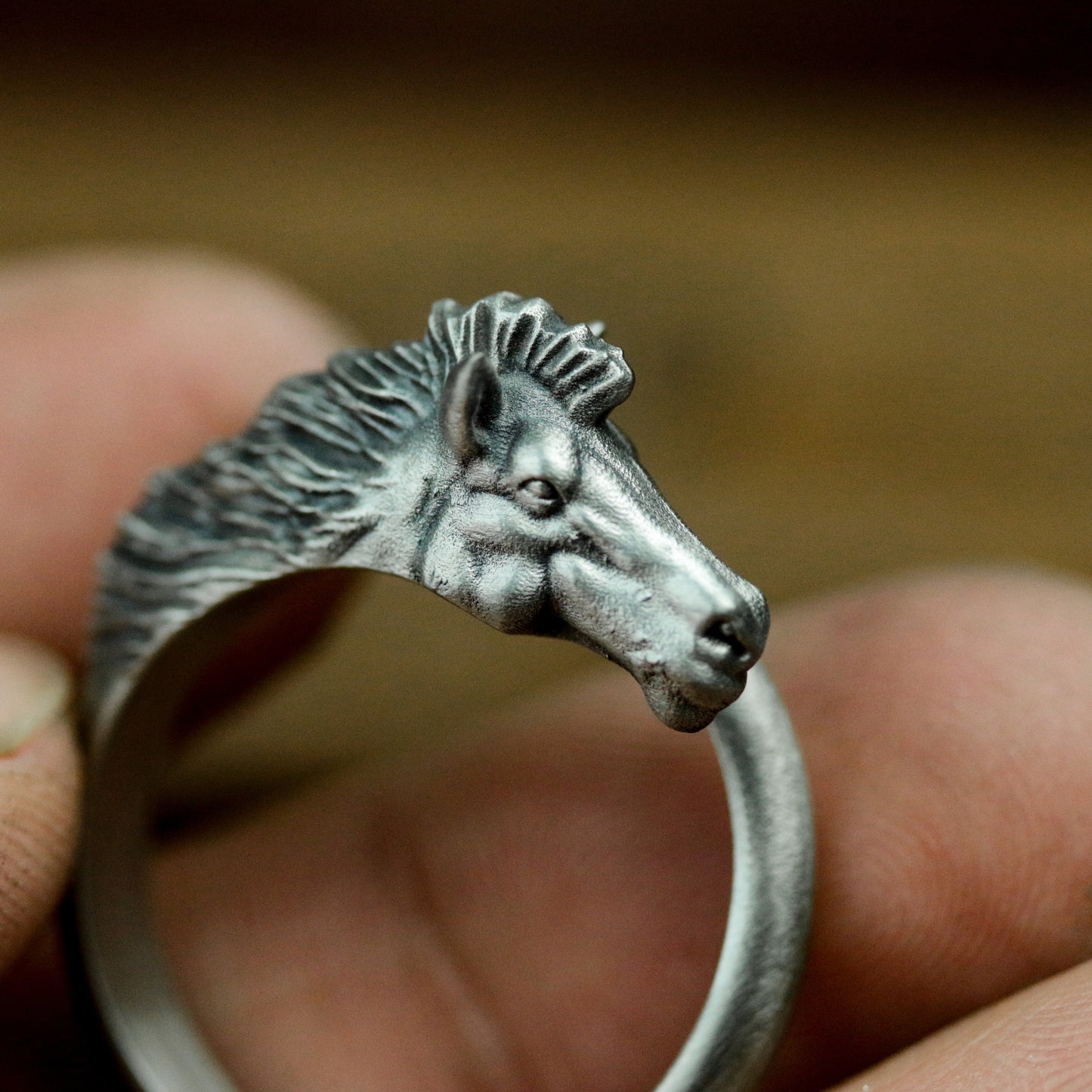 Running Horse Adjustable Ring - 925 Silver Handmade
