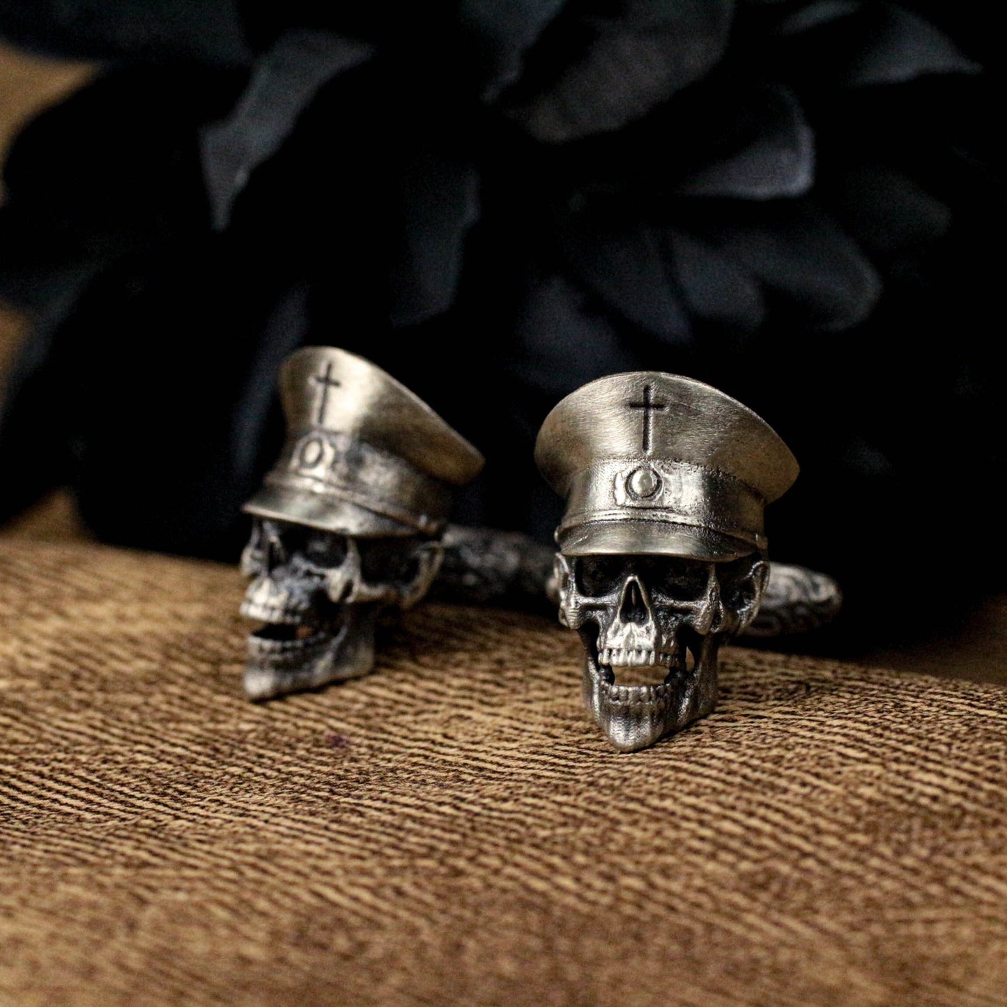Skull Pirate Ship Cufflinks, 925 Silver Handmade
