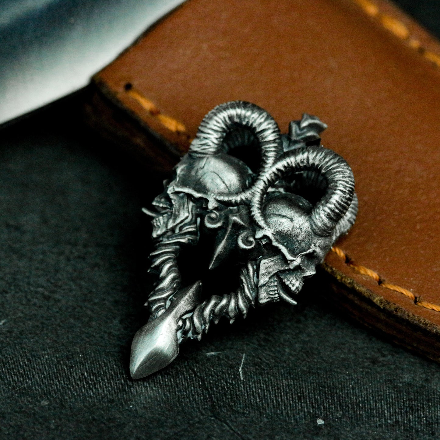 Double Horned Beast Pendant ¨C 925 Silver Handmade