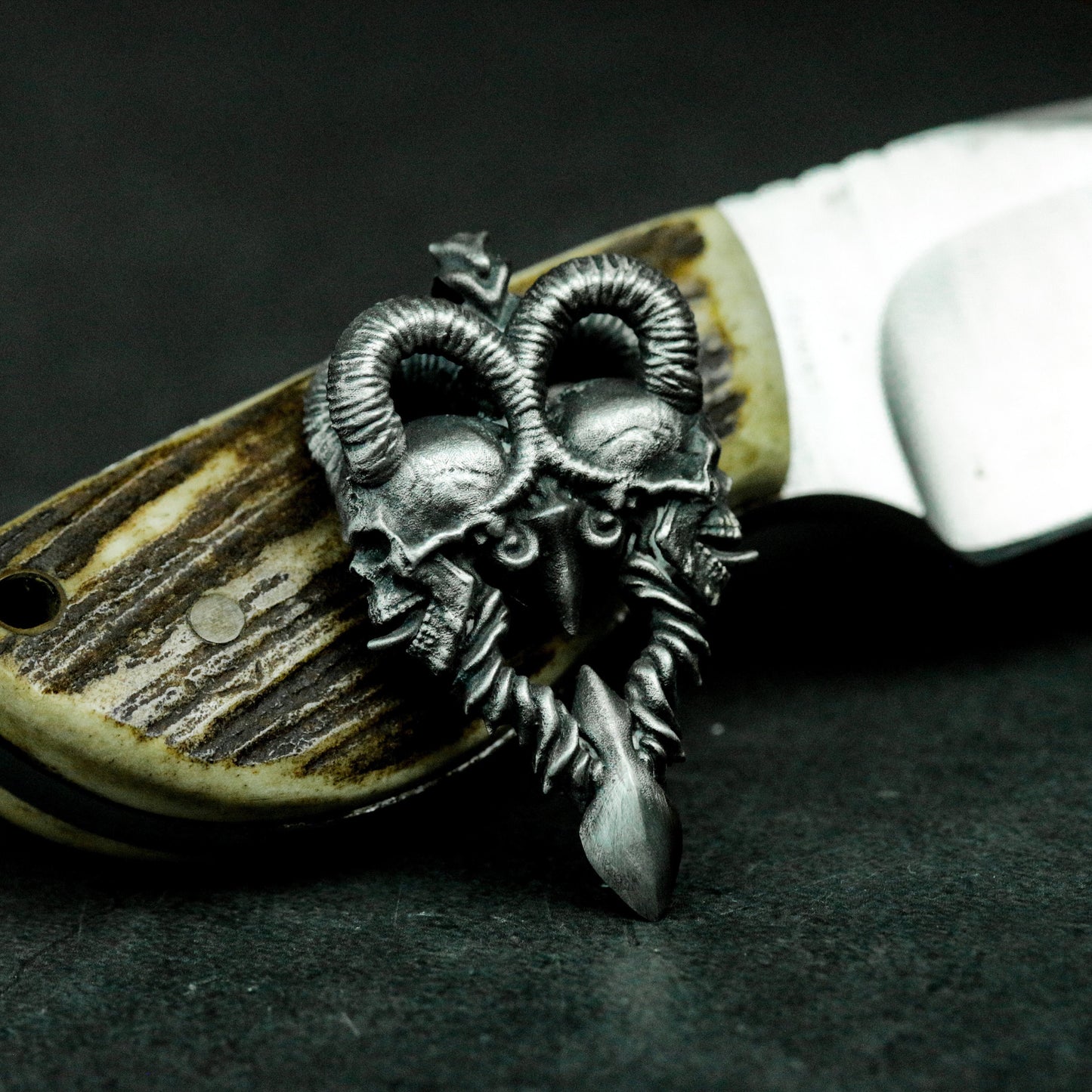 Double Horned Beast Pendant ¨C 925 Silver Handmade