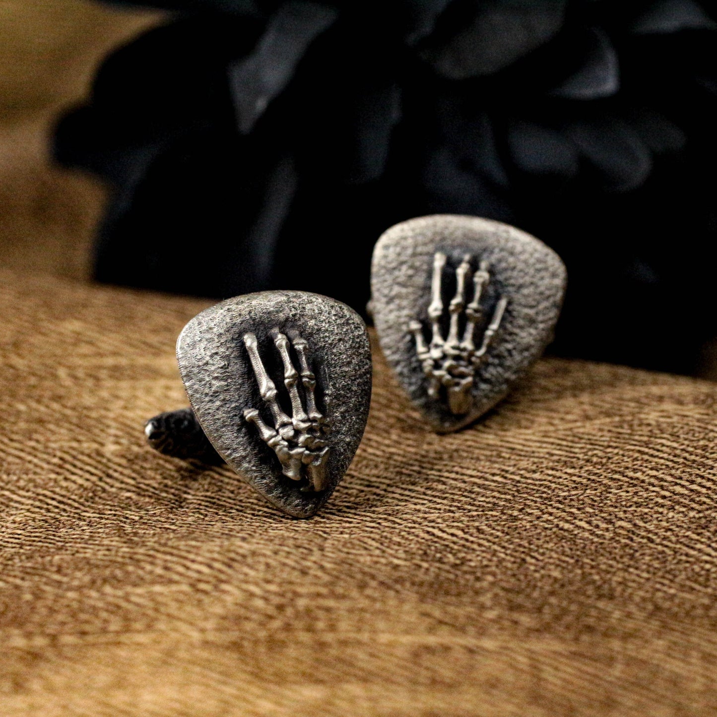 Hand Bone Gothic Rock Cufflinks - 925 Sterling Silver Handmade