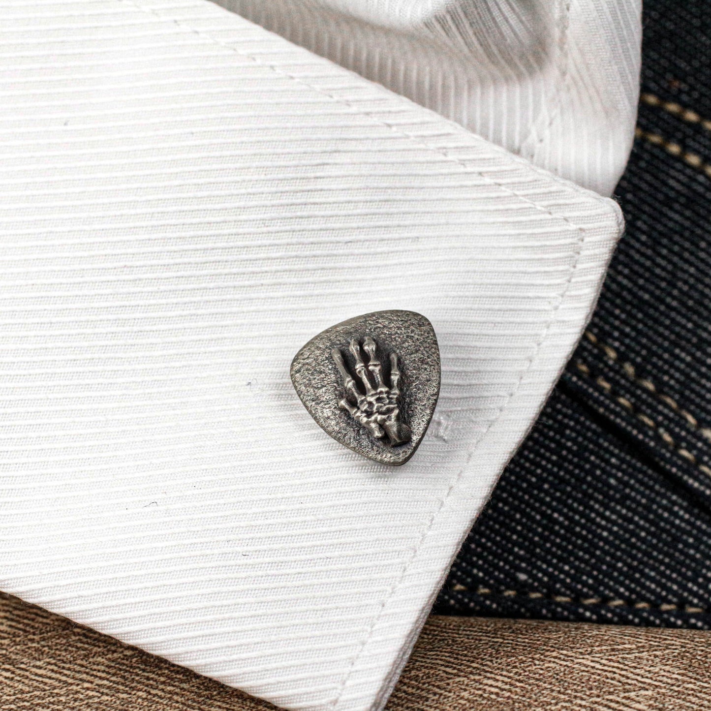 Hand Bone Gothic Rock Cufflinks - 925 Sterling Silver Handmade