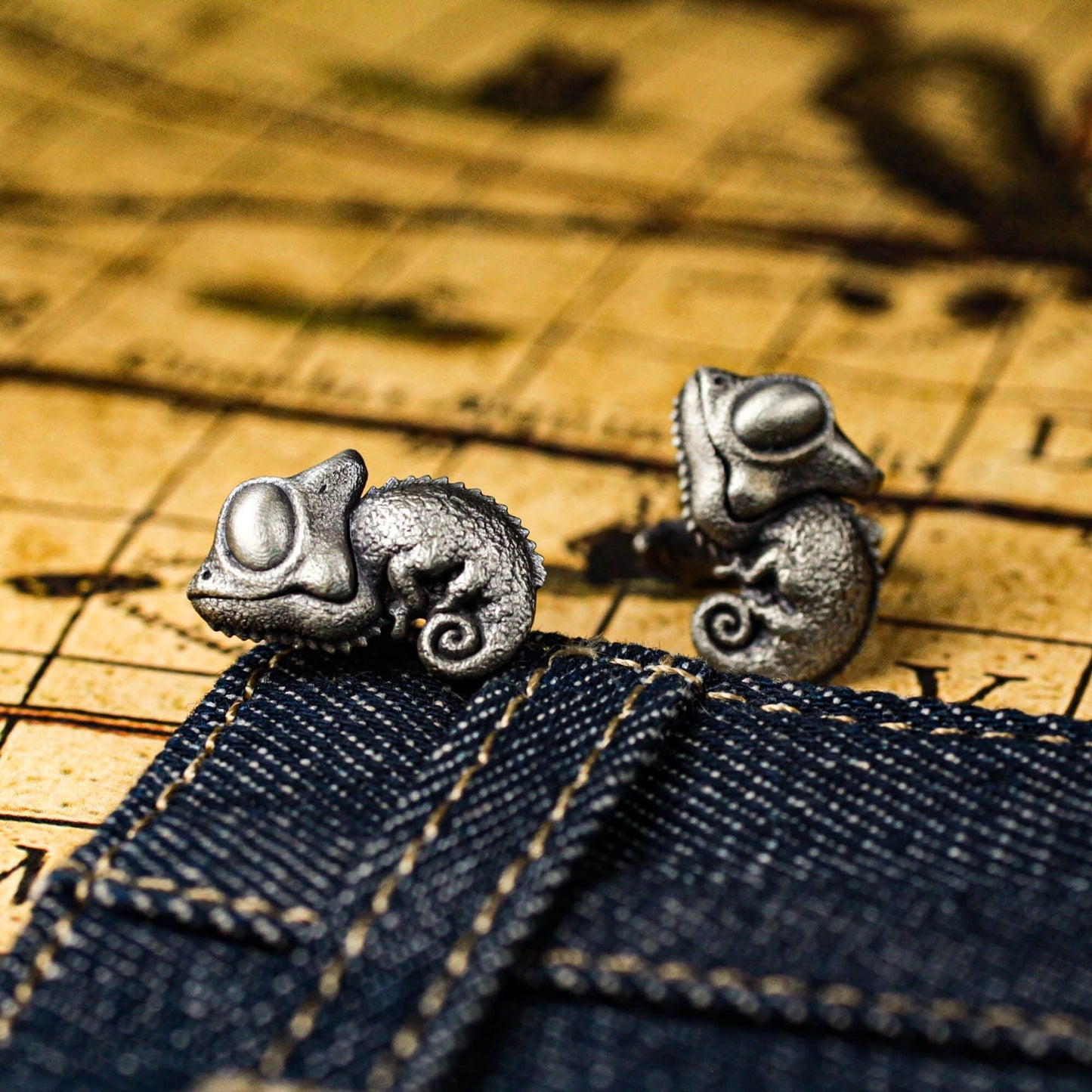 Chameleon Cufflinks, 925 Silver Handmade