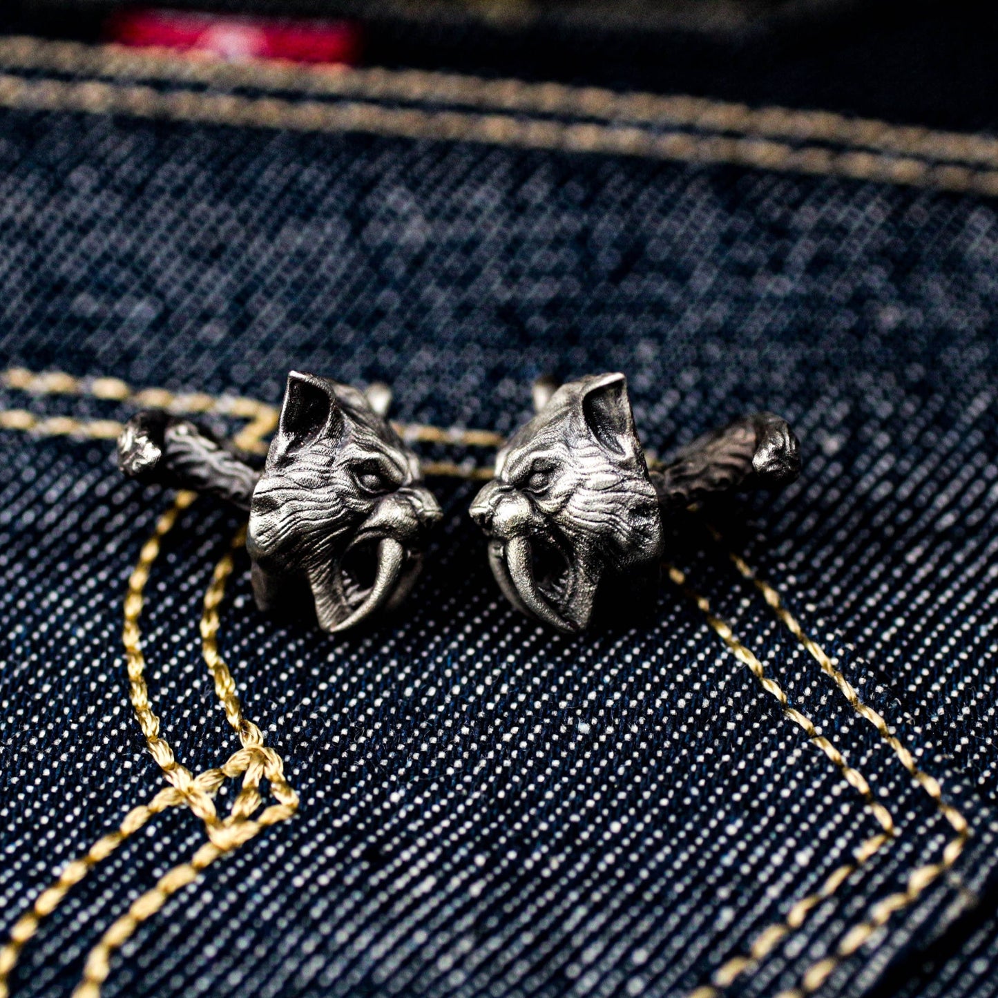 Saber-toothed Tiger Cufflinks - 925 Silver Handmade