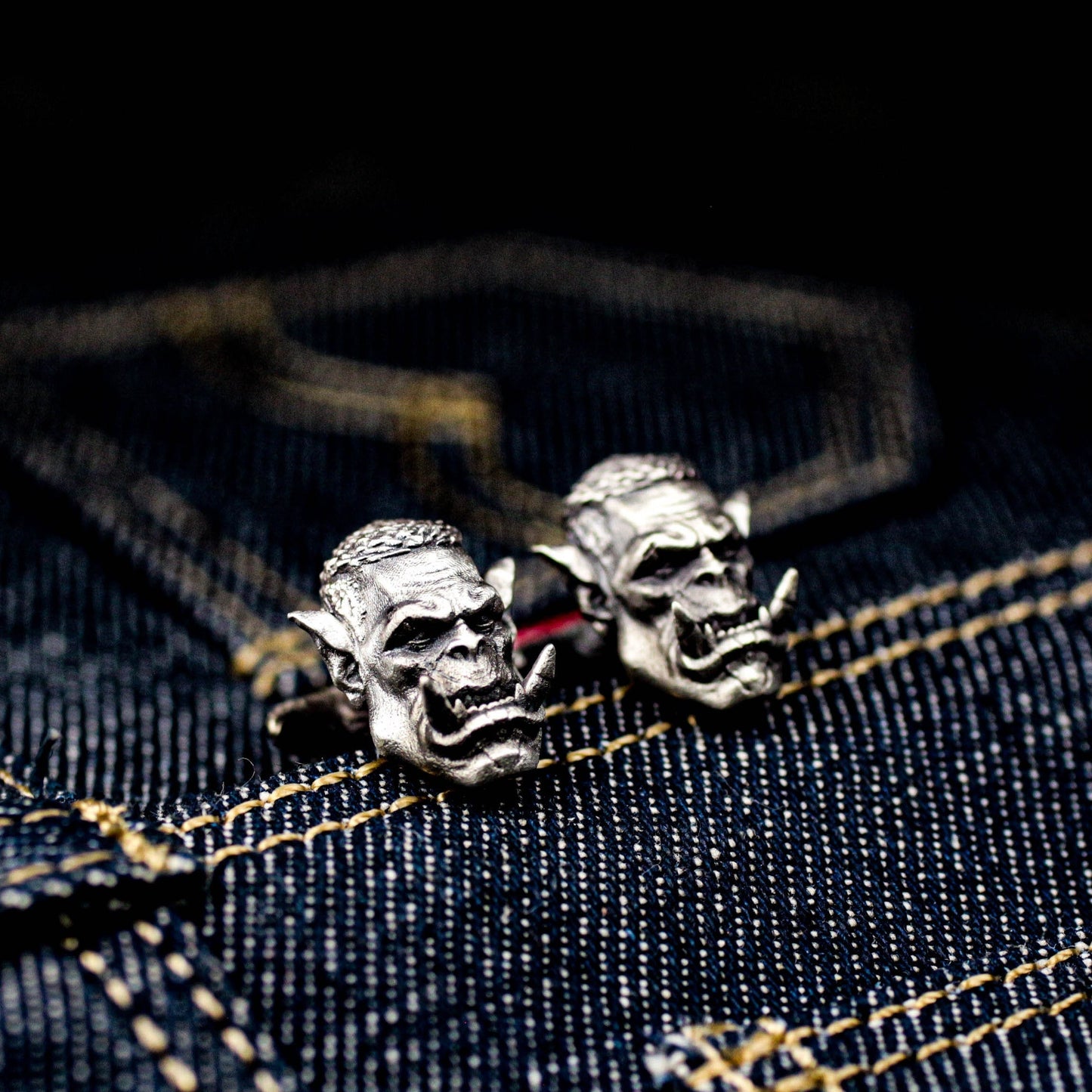 Orc Cufflinks, Berserker Hunter - 925 Sterling Silver Handmade