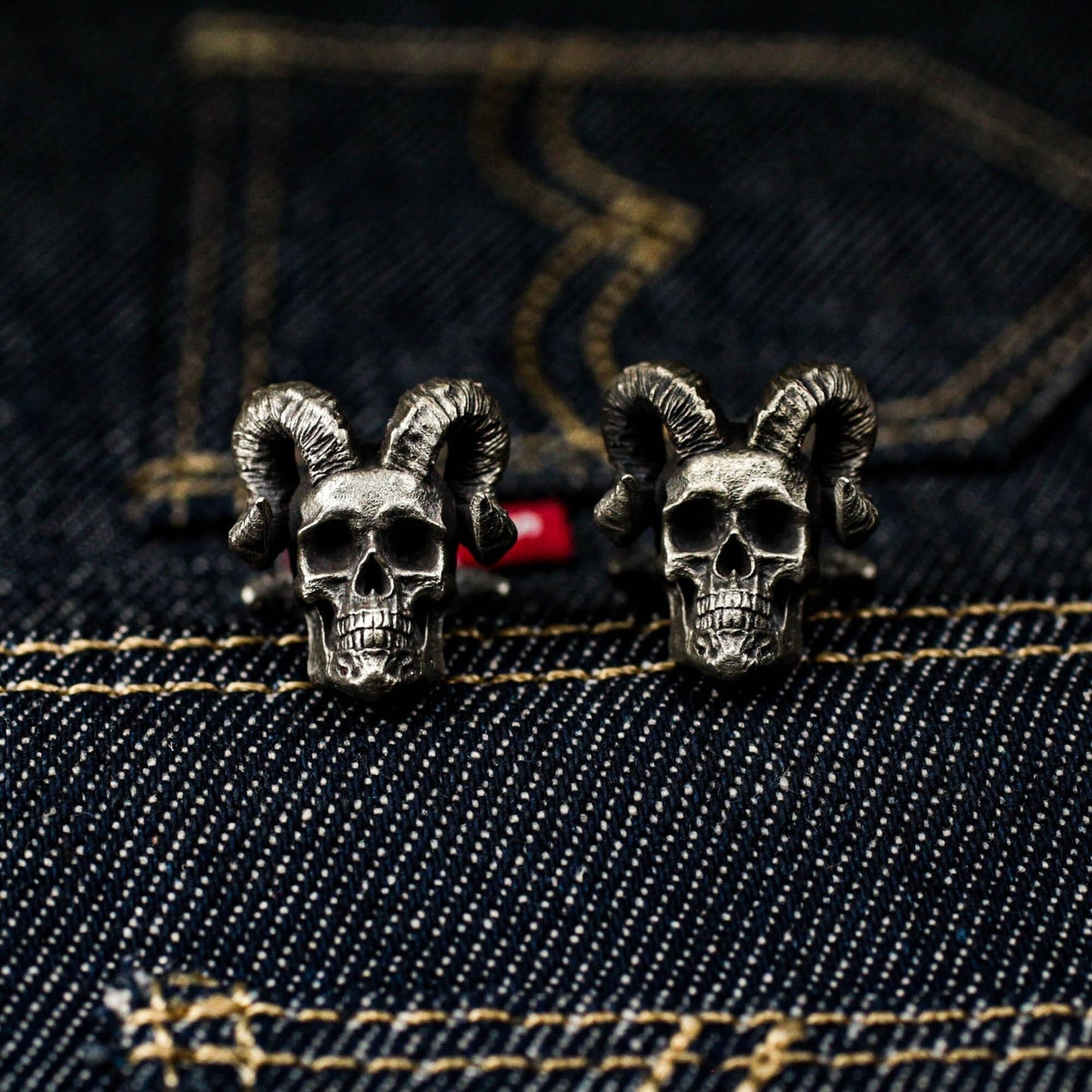 Ram's Horn Skull Cufflinks - 925 Silver Handmade