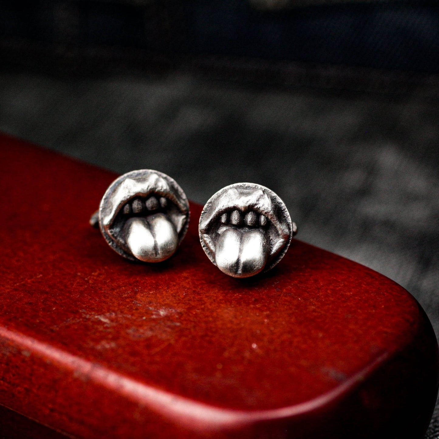Emoji Cufflinks - Handmade 925 Silver Grinning Tongue Design