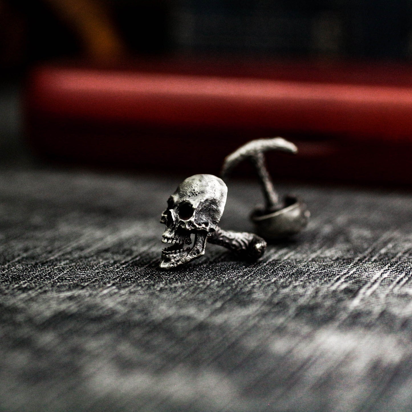 Biker Skull Cufflinks - Gothic Rock Style 925 Silver Handmade