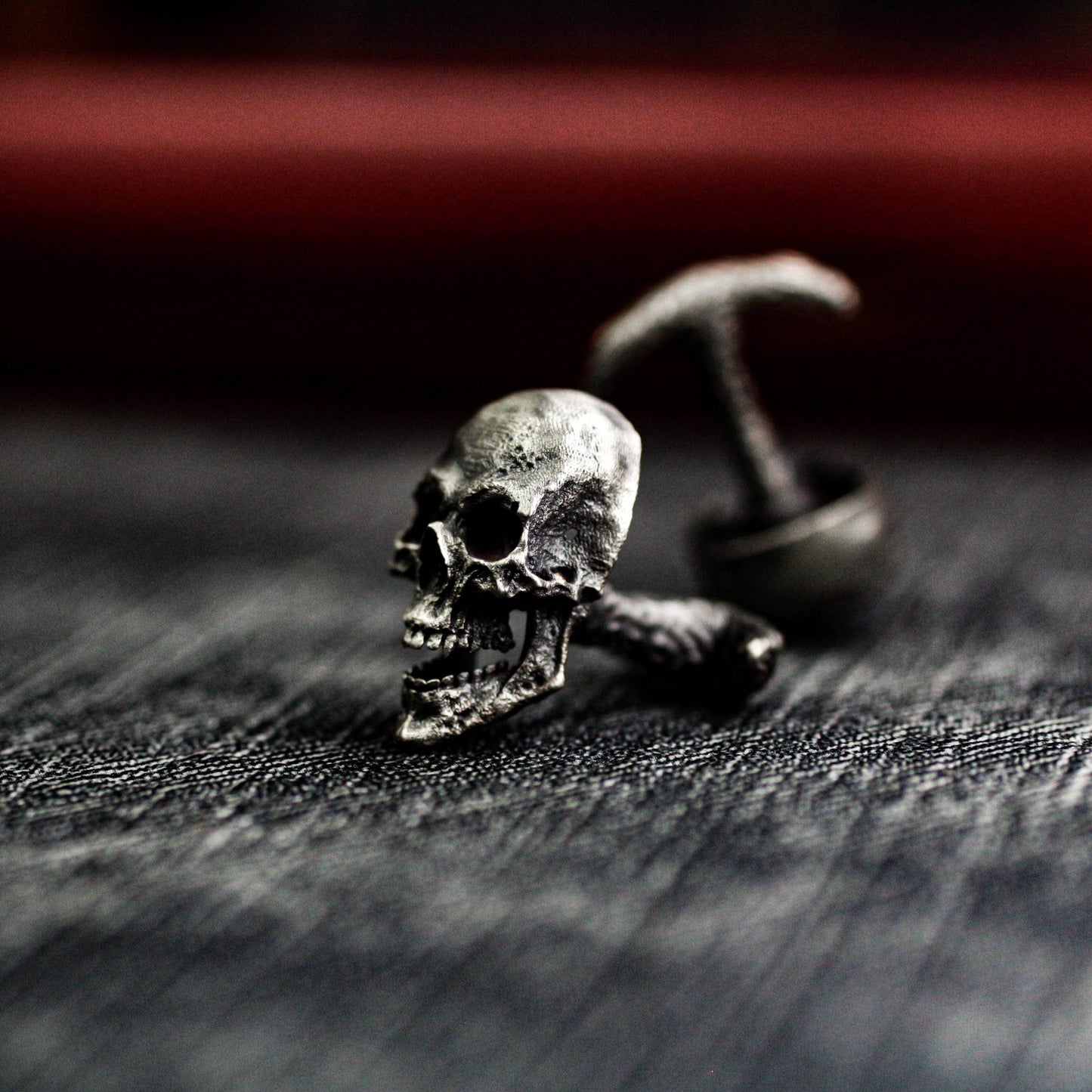 Biker Skull Cufflinks - Gothic Rock Style 925 Silver Handmade
