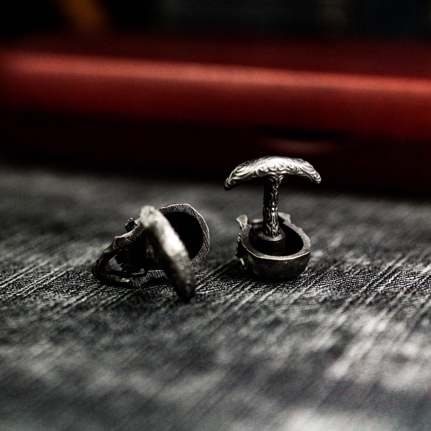Biker Skull Cufflinks - Gothic Rock Style 925 Silver Handmade