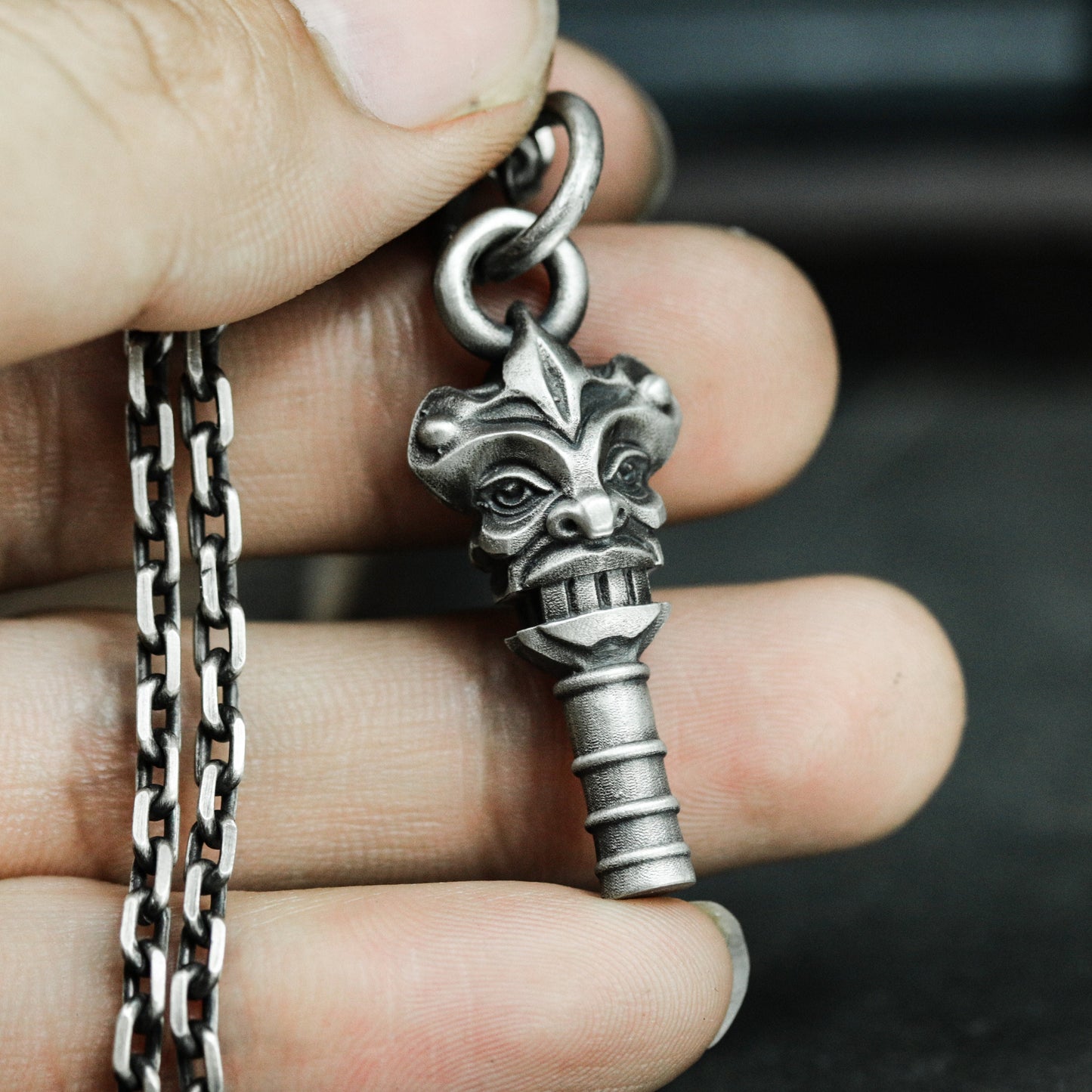 Ram Head Key Pendant ¨C 925 Silver Handmade